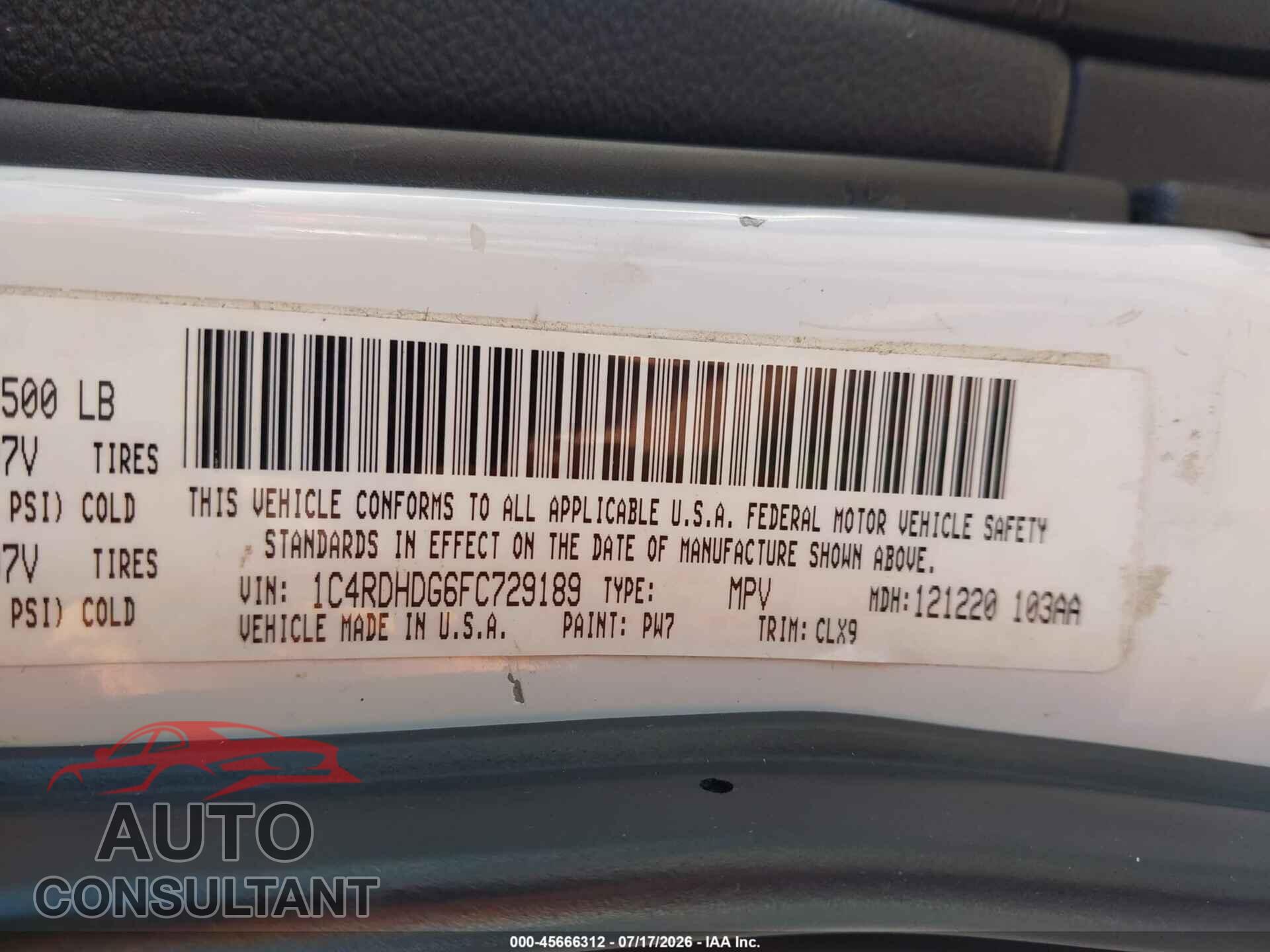 DODGE DURANGO 2015 - 1C4RDHDG6FC729189