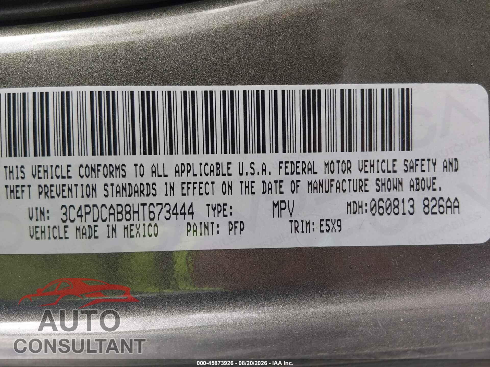 DODGE JOURNEY 2017 - 3C4PDCAB8HT673444