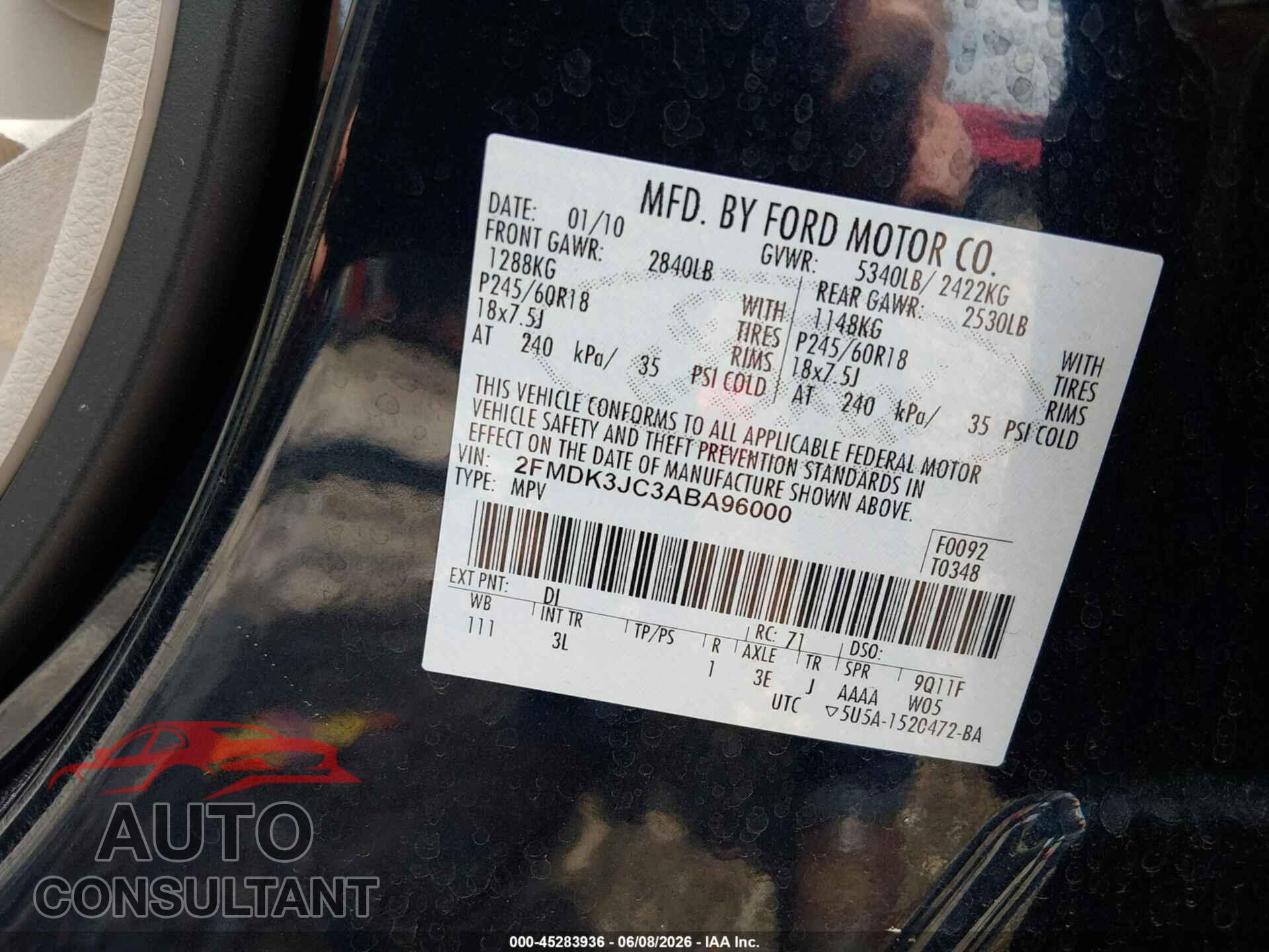 FORD EDGE 2010 - 2FMDK3JC3ABA96000