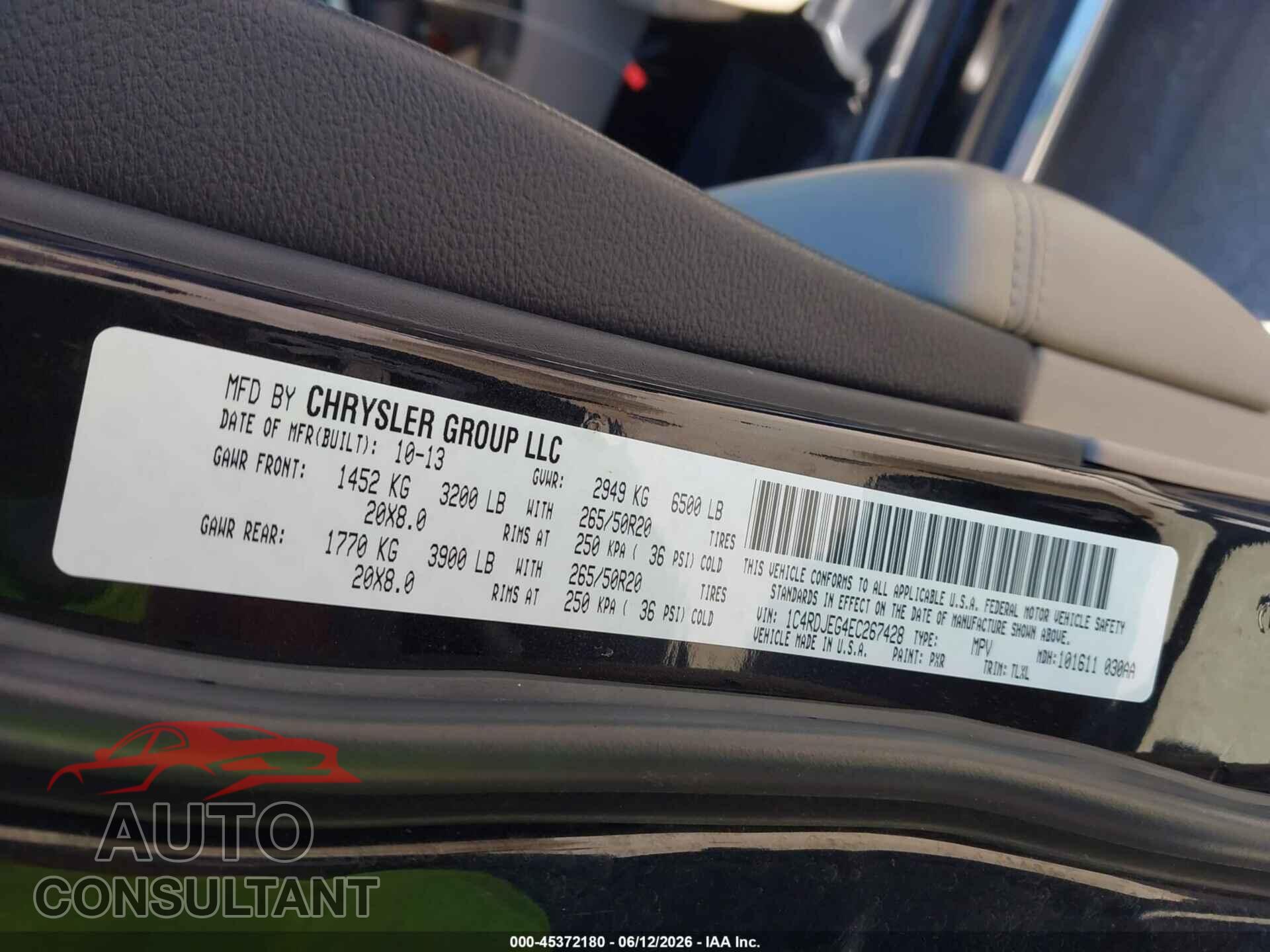DODGE DURANGO 2014 - 1C4RDJEG4EC267428