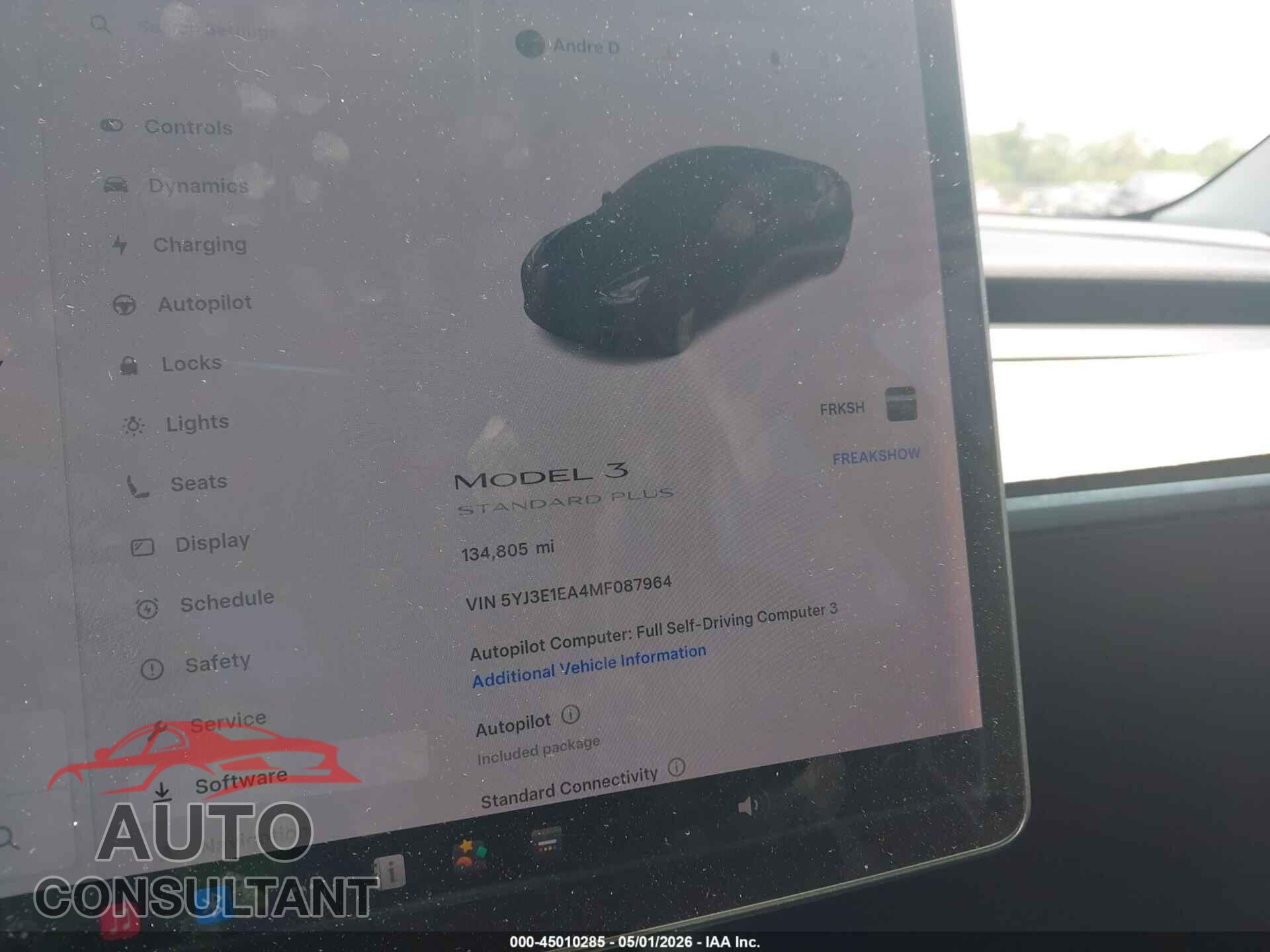 TESLA MODEL 3 2021 - 5YJ3E1EA4MF087964