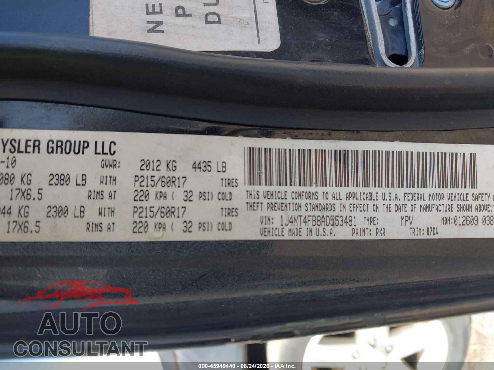 JEEP COMPASS 2010 - 1J4NT4FB8AD553481