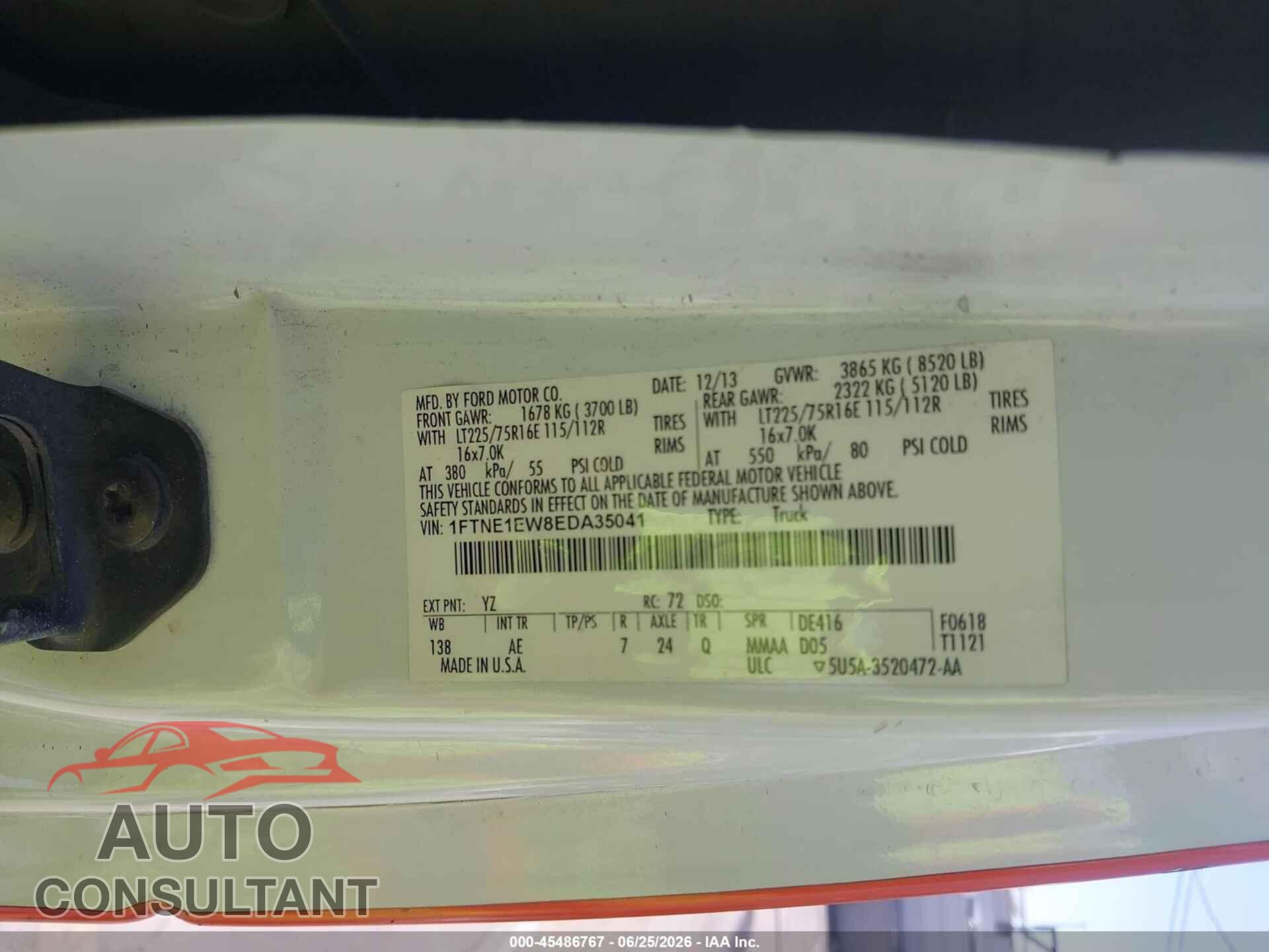 FORD E-150 2014 - 1FTNE1EW8EDA35041