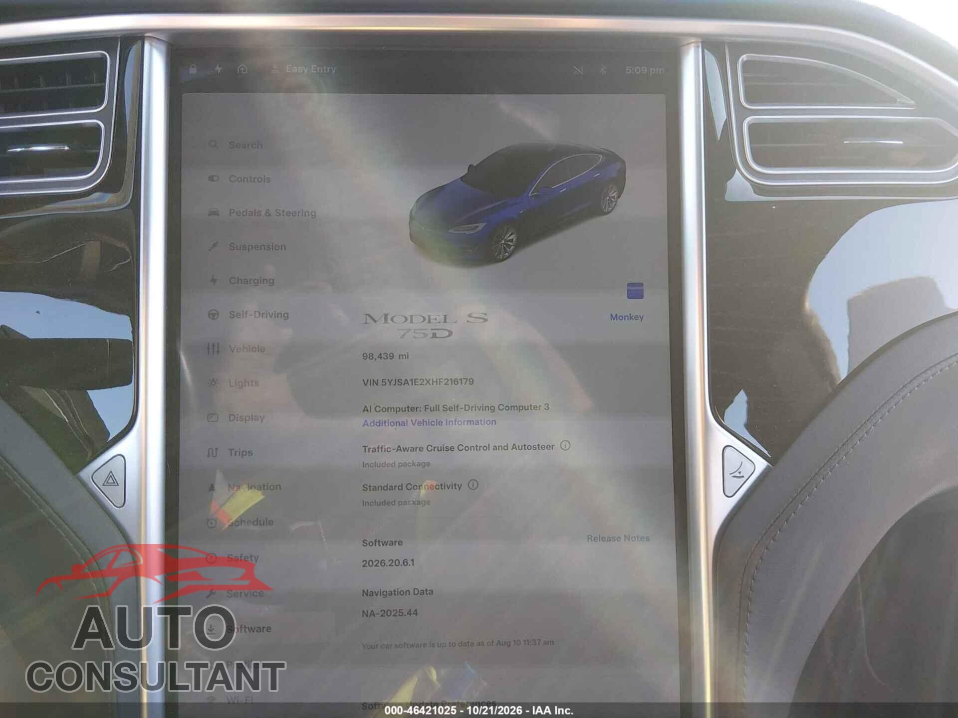 TESLA MODEL S 2017 - 5YJSA1E2XHF216179
