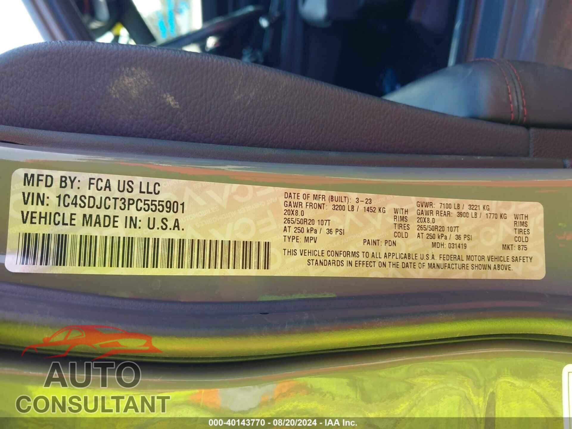 DODGE DURANGO 2023 - 1C4SDJCT3PC555901