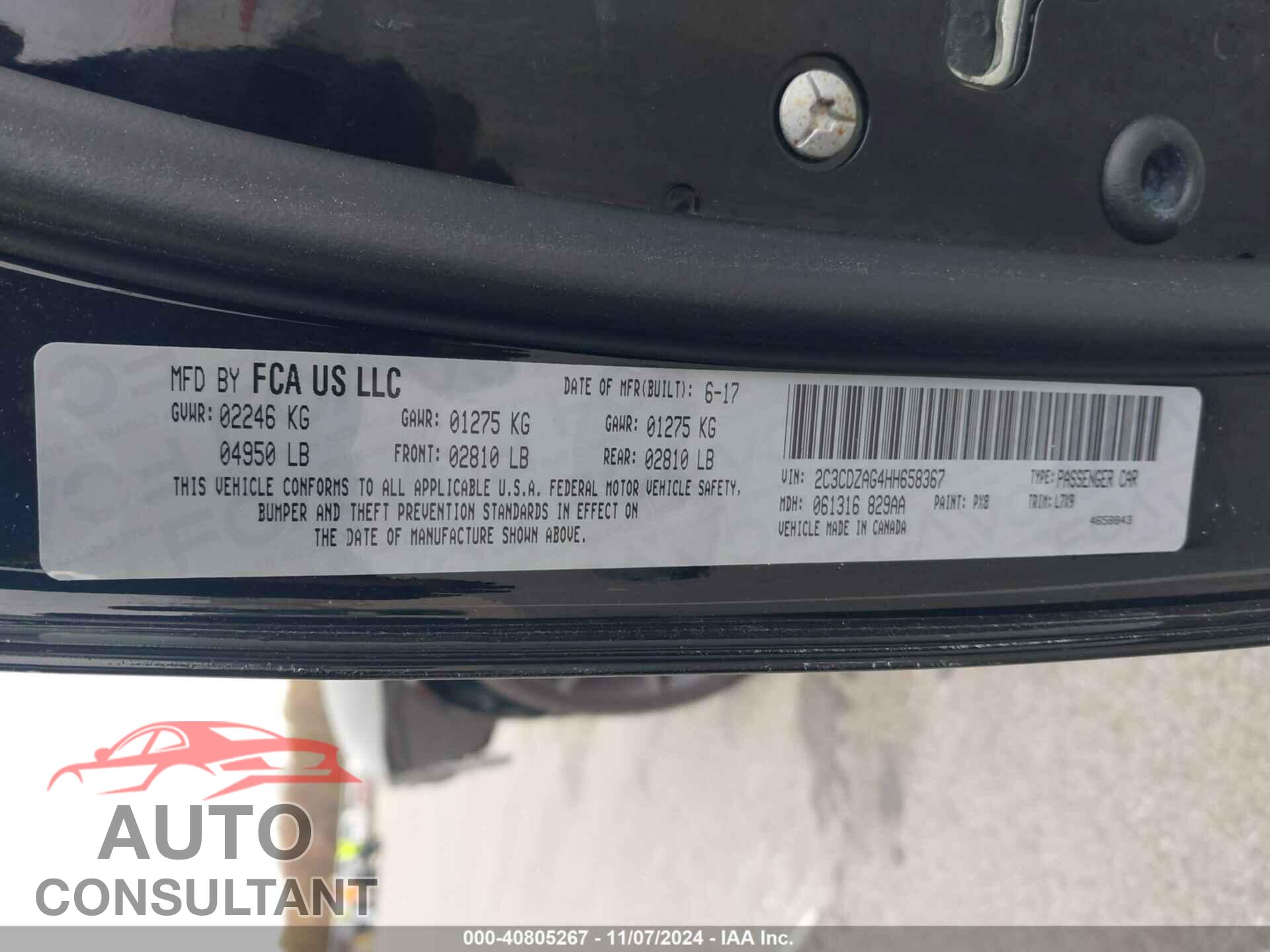 DODGE CHALLENGER 2017 - 2C3CDZAG4HH658367