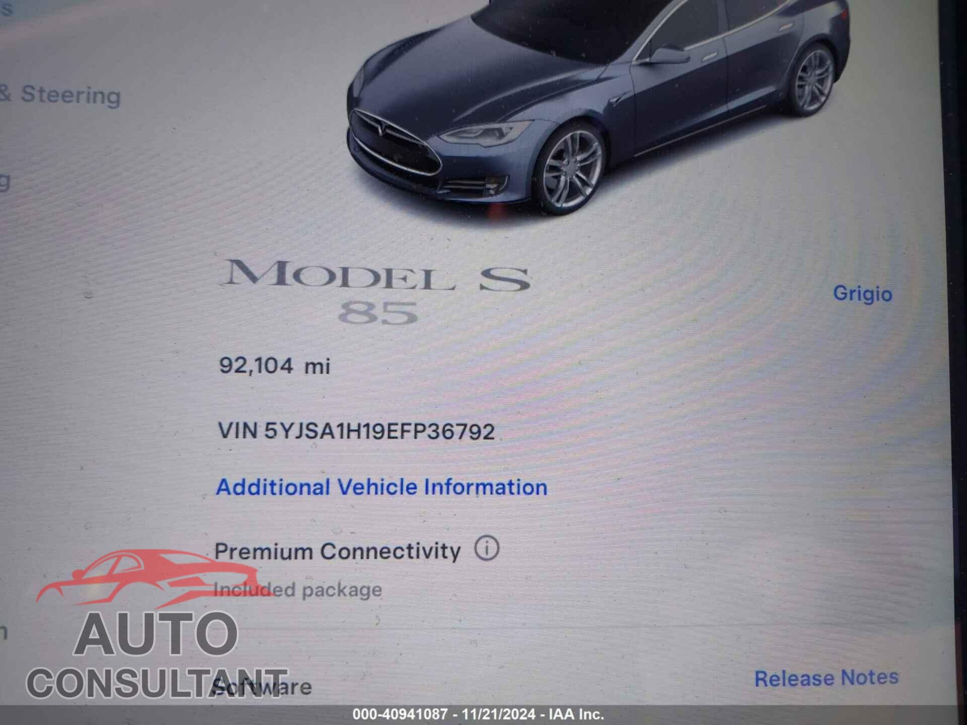 TESLA MODEL S 2014 - 5YJSA1H19EFP36792