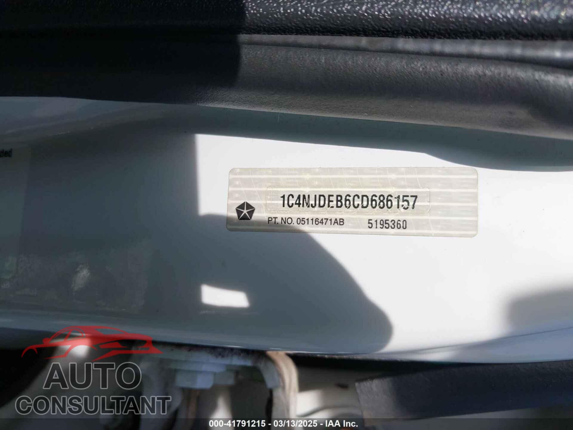 JEEP COMPASS 2012 - 1C4NJDEB6CD686157