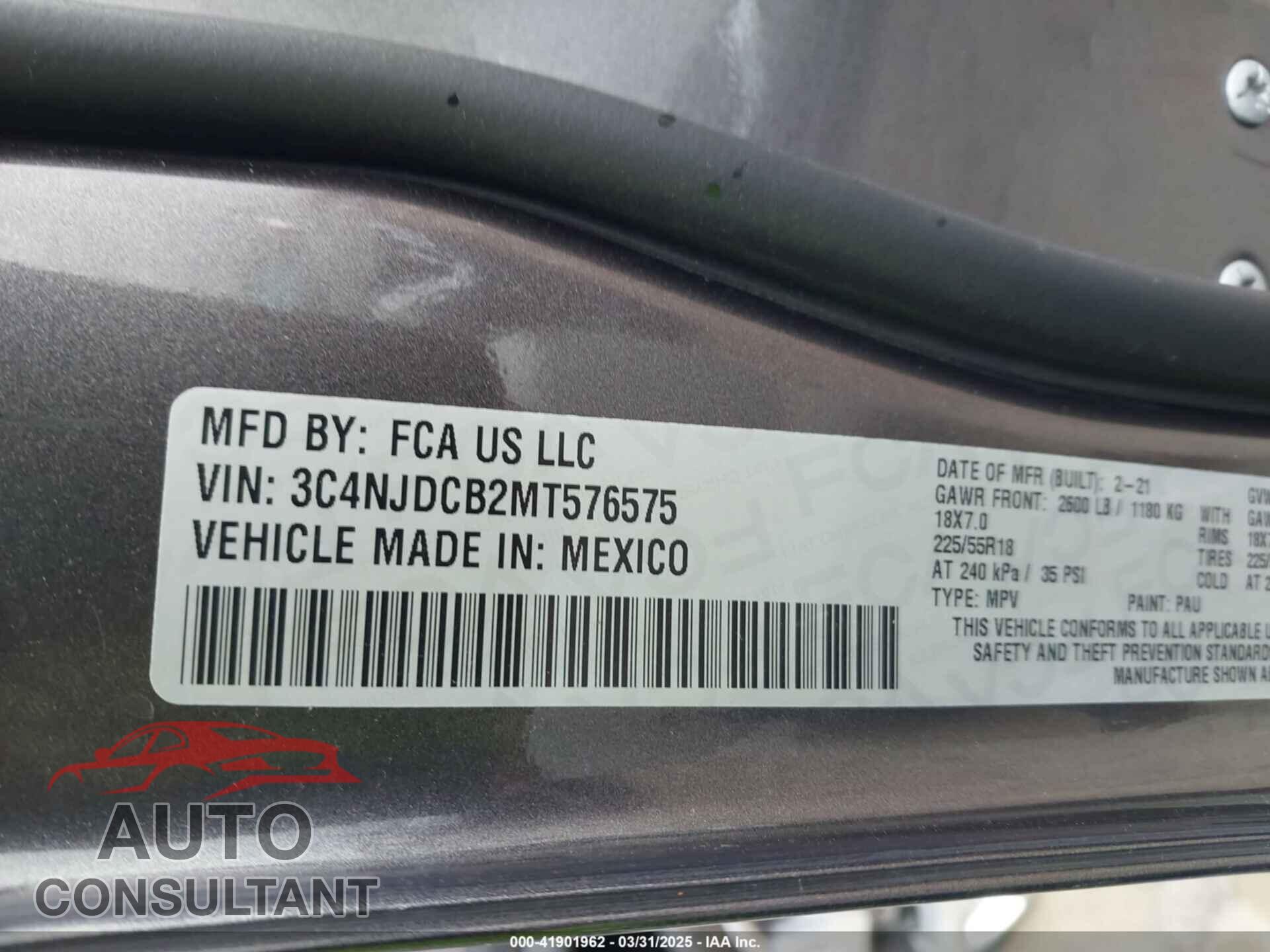 JEEP COMPASS 2021 - 3C4NJDCB2MT576575