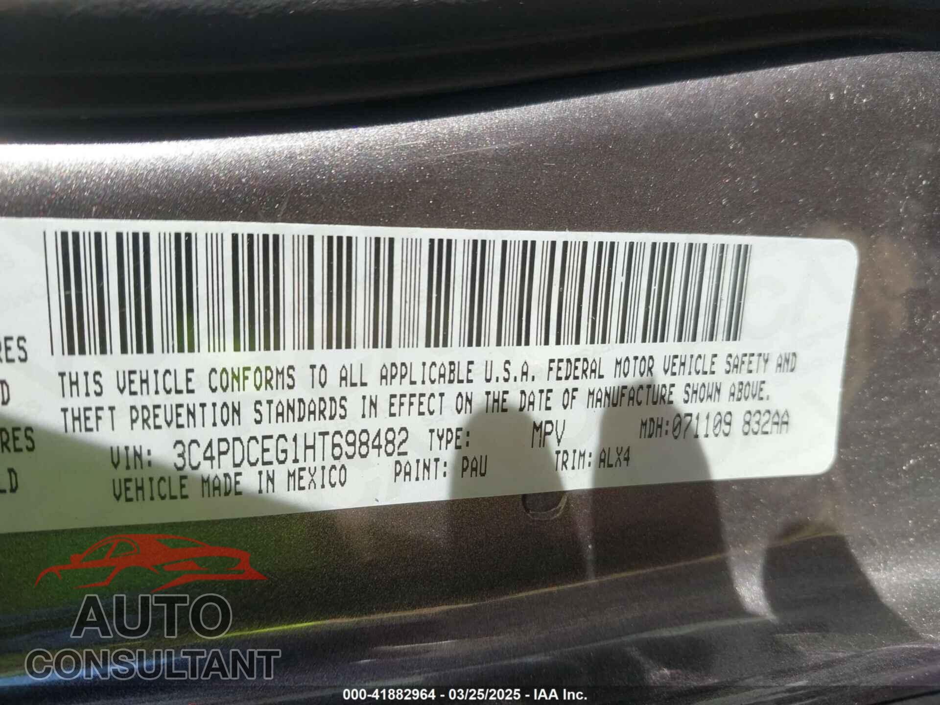 DODGE JOURNEY 2017 - 3C4PDCEG1HT698482
