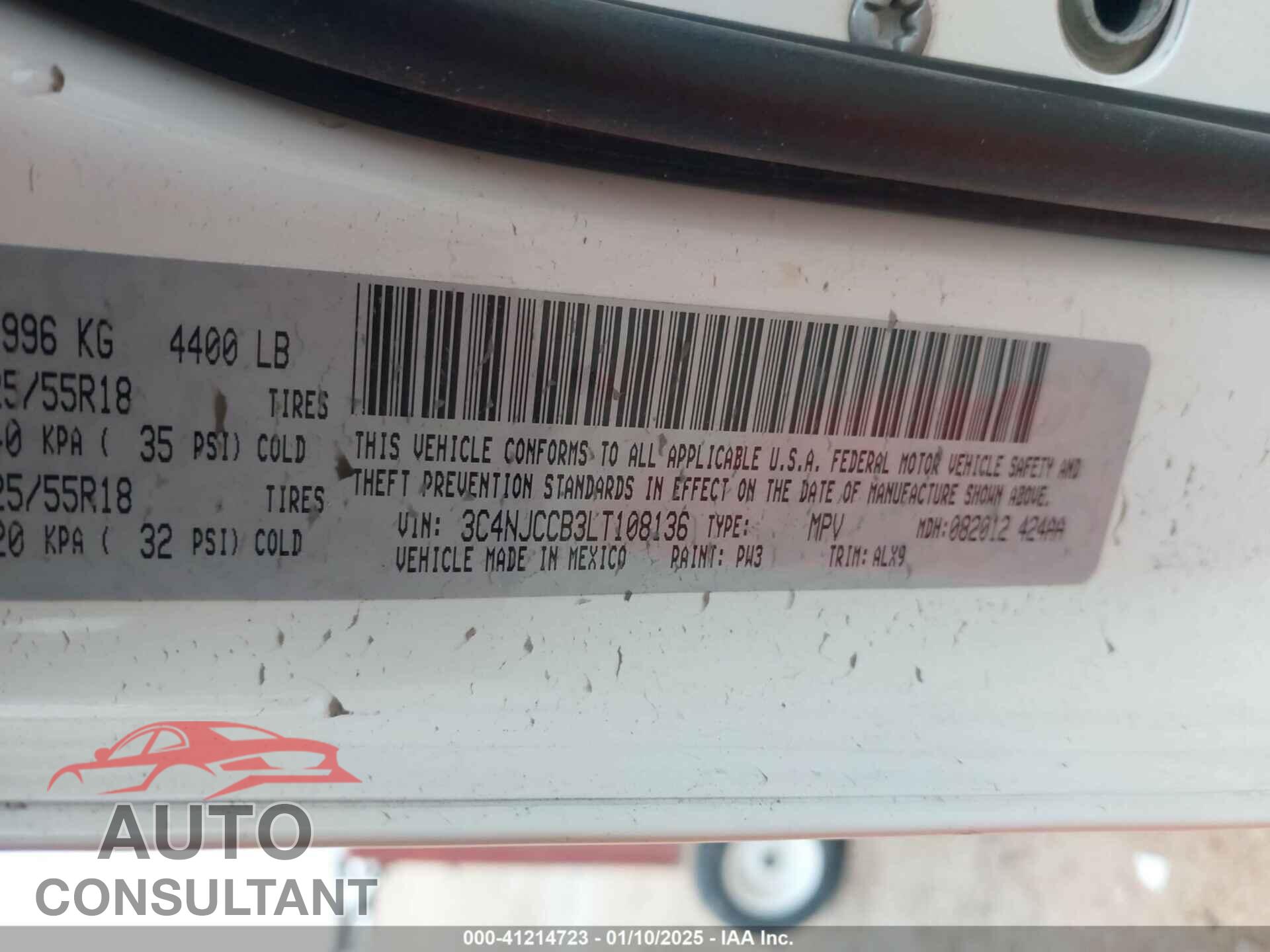 JEEP COMPASS 2020 - 3C4NJCCB3LT108136