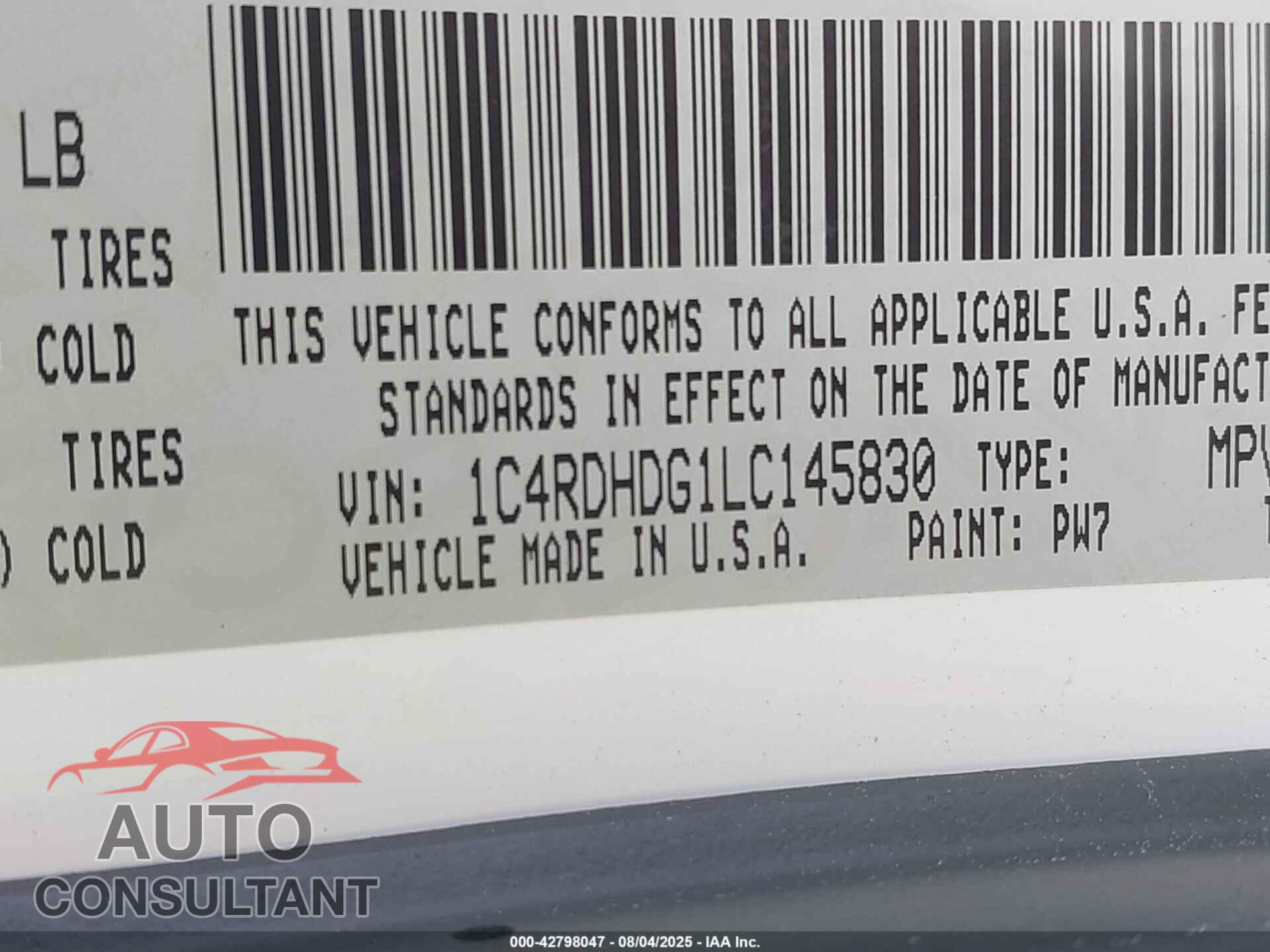 DODGE DURANGO 2020 - 1C4RDHDG1LC145830
