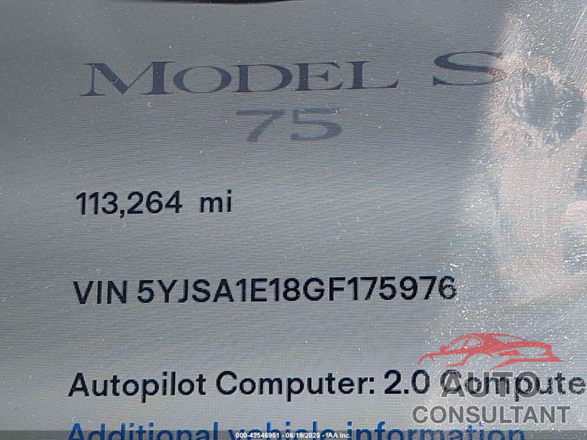 TESLA MODEL S 2016 - 5YJSA1E18GF175976
