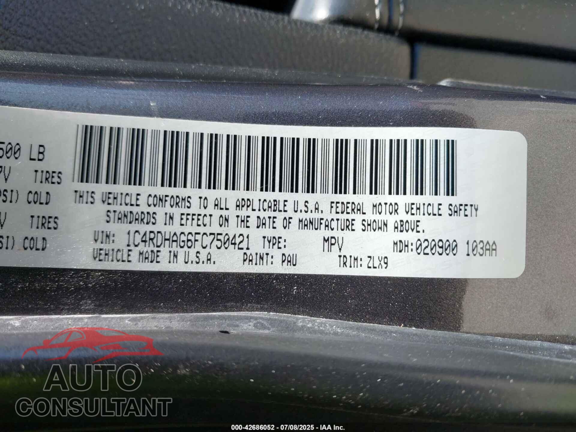 DODGE DURANGO 2015 - 1C4RDHAG6FC750421