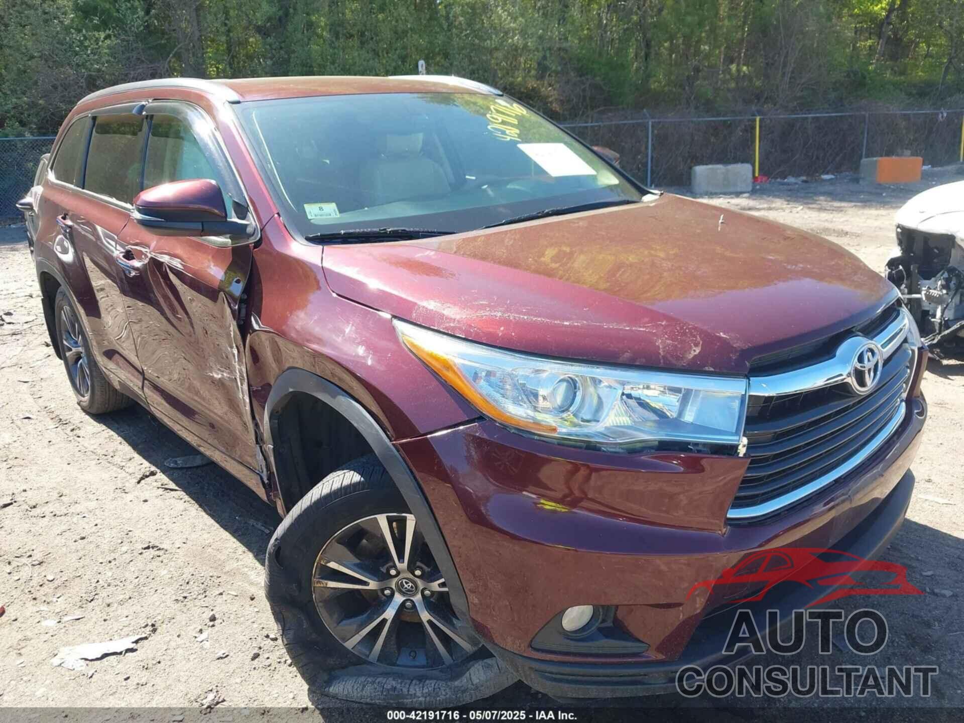 TOYOTA HIGHLANDER 2016 - 5TDJKRFH6GS235767