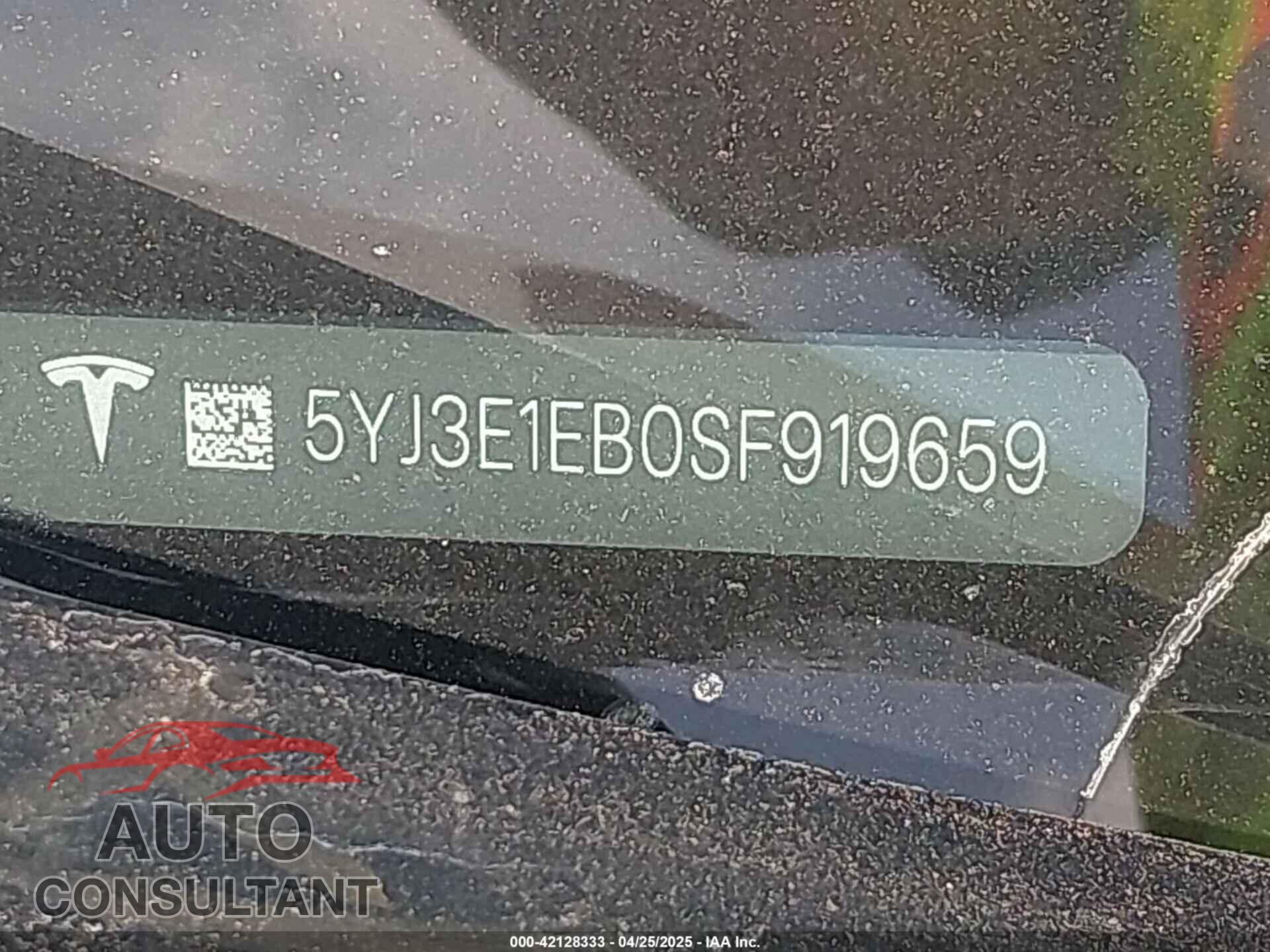 TESLA MODEL 3 2025 - 5YJ3E1EB0SF919659