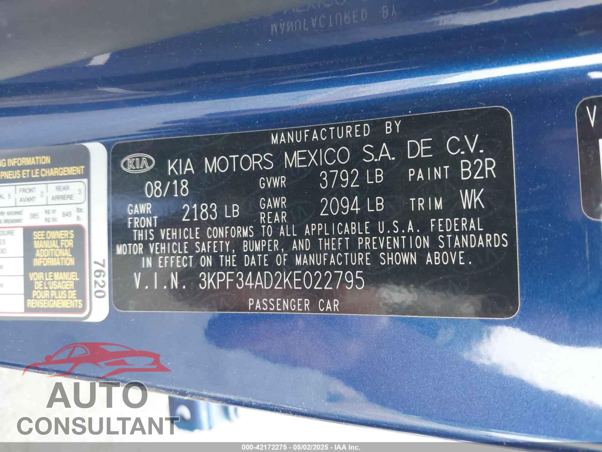 KIA FORTE 2019 - 3KPF34AD2KE022795
