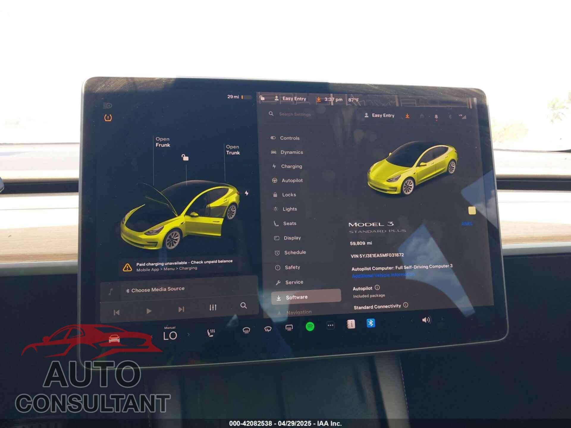 TESLA MODEL 3 2021 - 5YJ3E1EA5MF031872