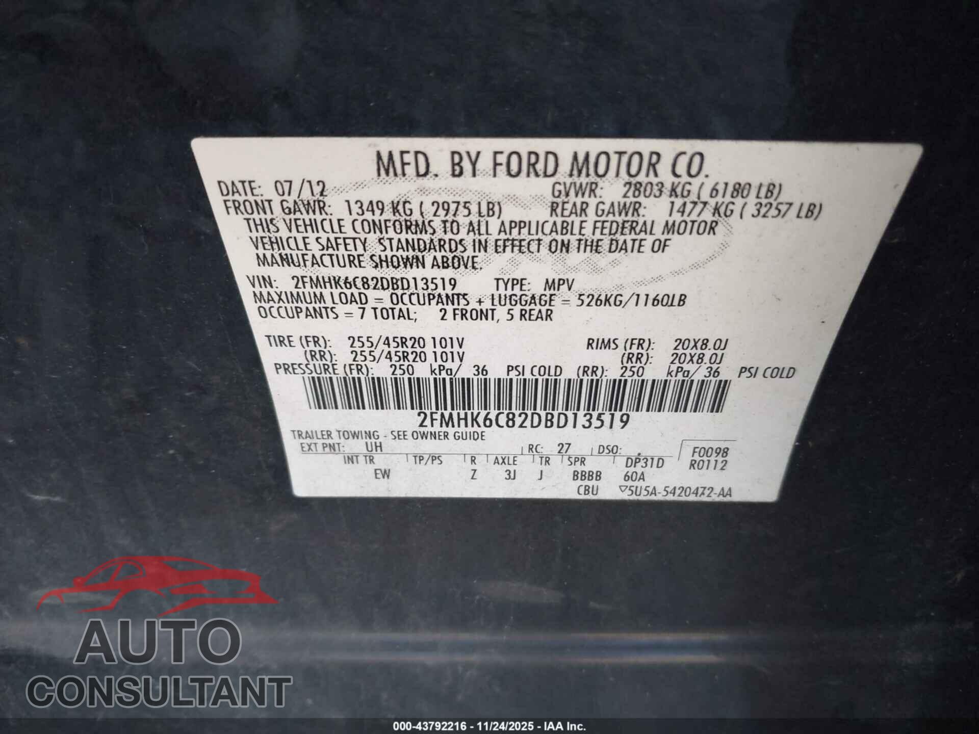 FORD FLEX 2013 - 2FMHK6C82DBD13519