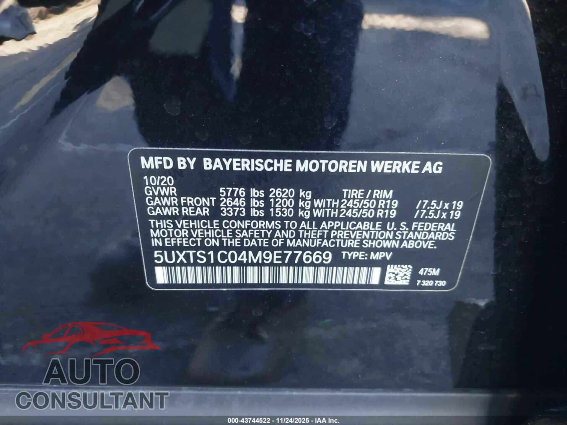 BMW X3 PHEV 2021 - 5UXTS1C04M9E77669