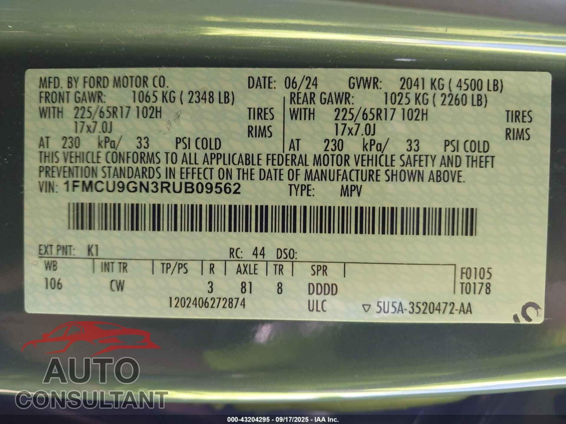 FORD ESCAPE 2024 - 1FMCU9GN3RUB09562