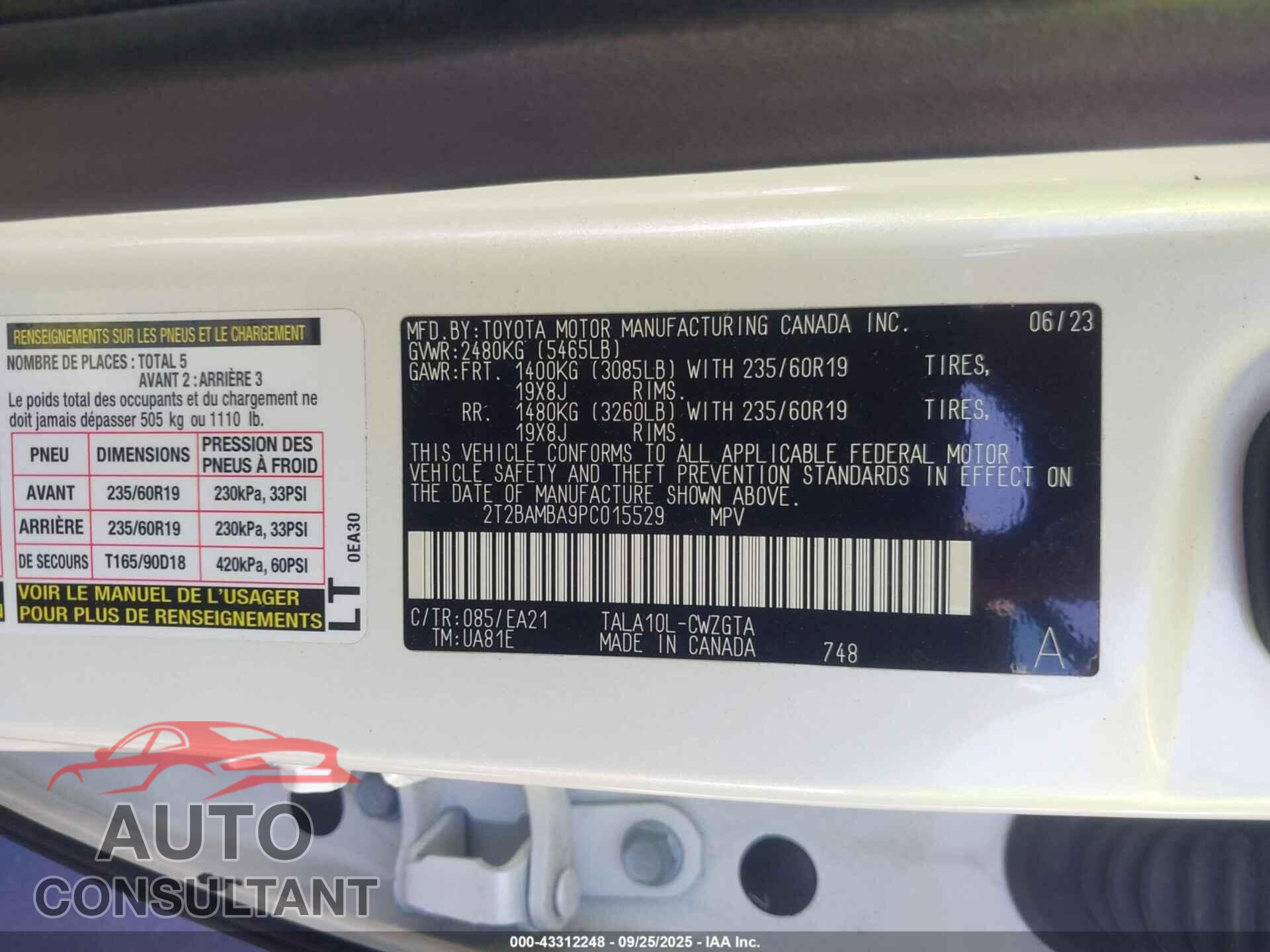 LEXUS RX 350 2023 - 2T2BAMBA9PC015529