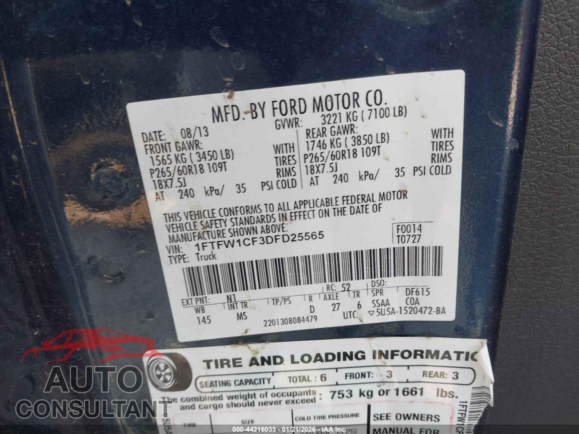 FORD F-150 2013 - 1FTFW1CF3DFD25565