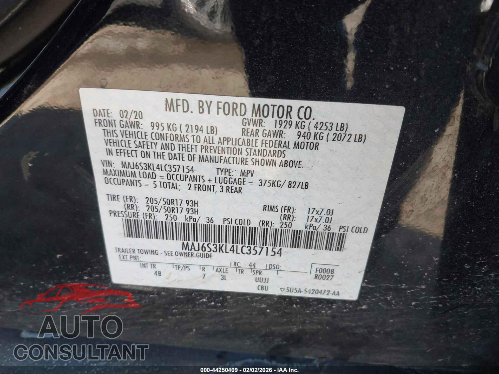 FORD ECOSPORT 2020 - MAJ6S3KL4LC357154