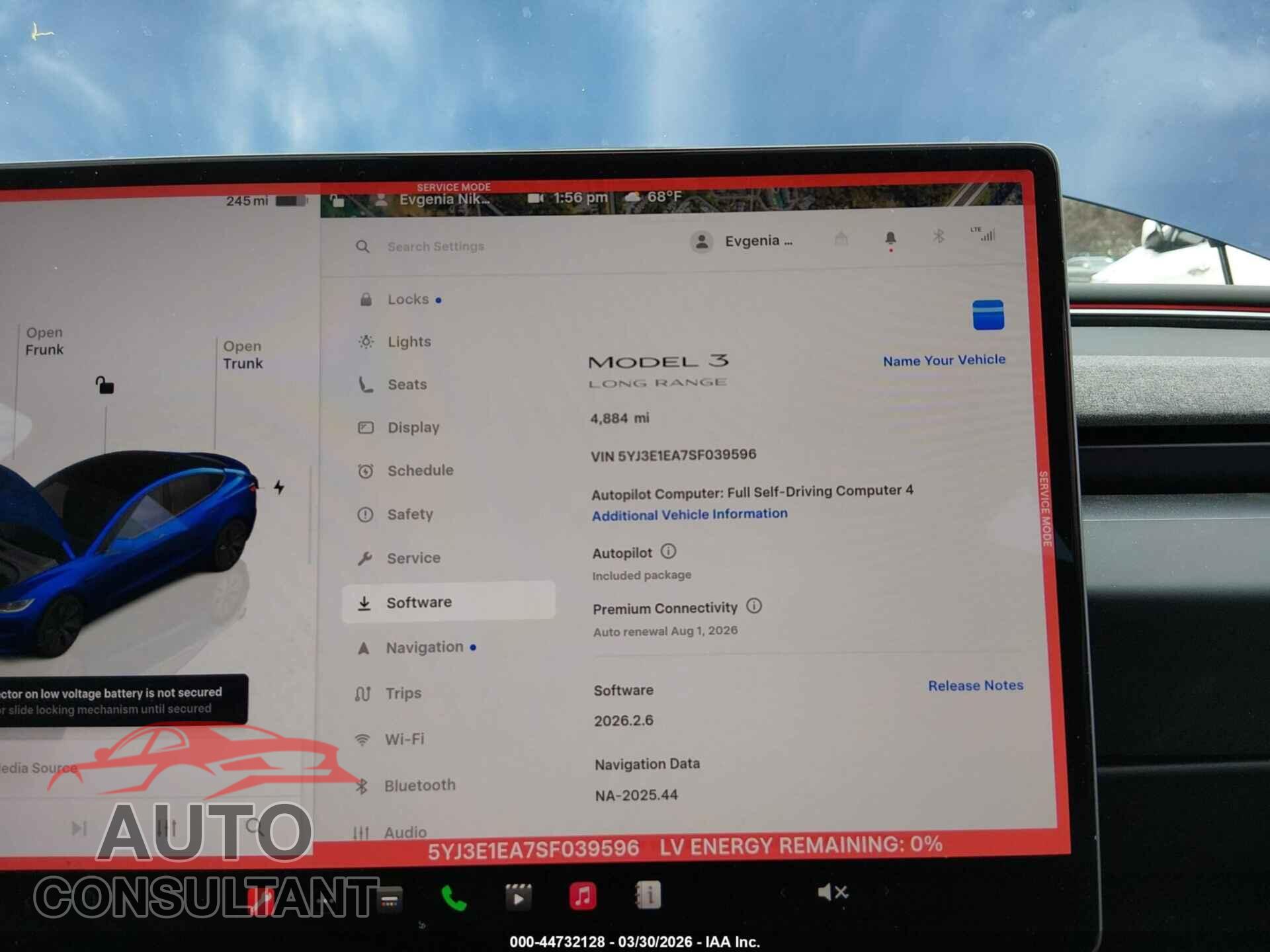 TESLA MODEL 3 2025 - 5YJ3E1EA7SF039596