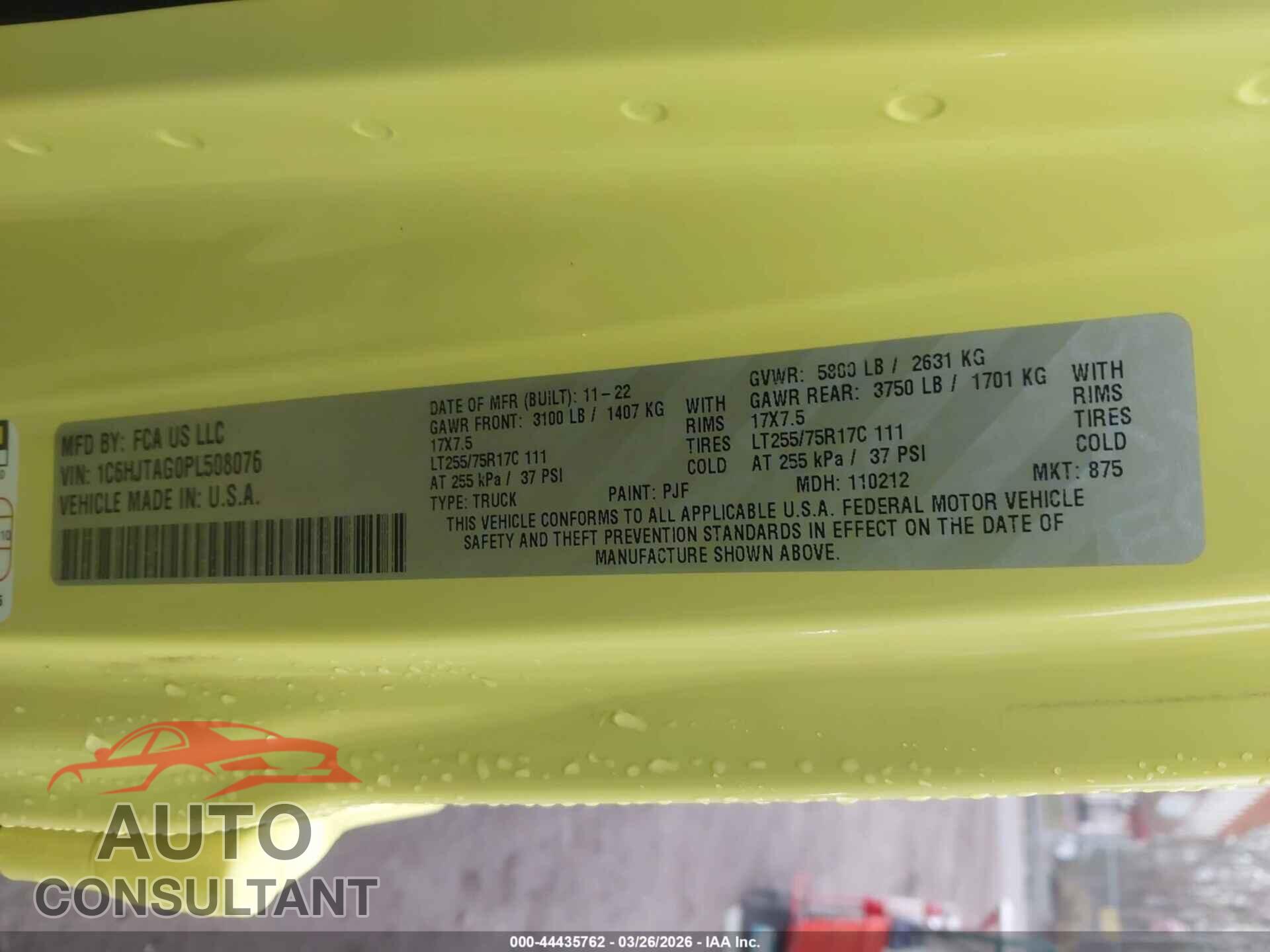 JEEP GLADIATOR 2023 - 1C6HJTAG0PL508076