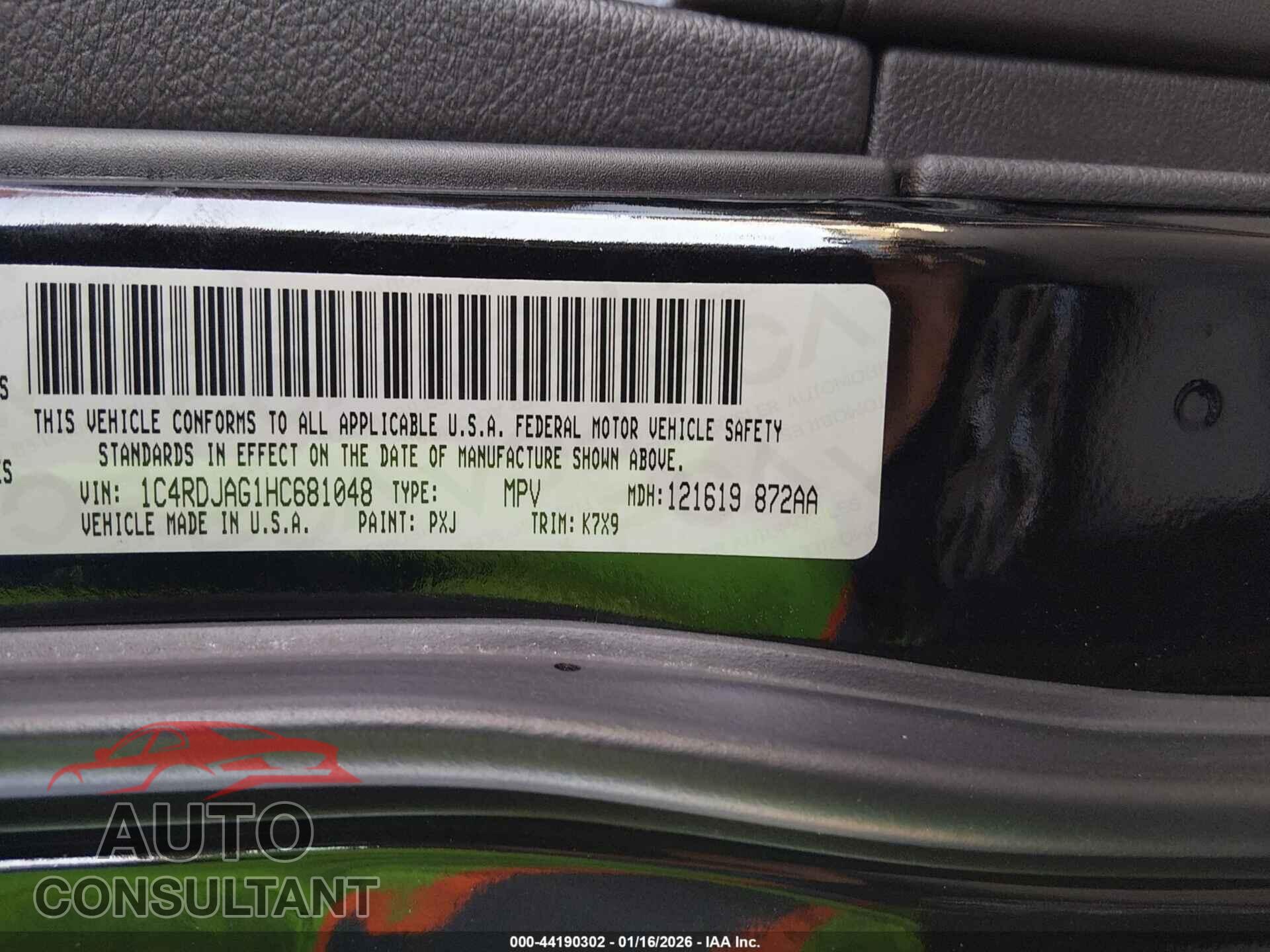 DODGE DURANGO 2017 - 1C4RDJAG1HC681048