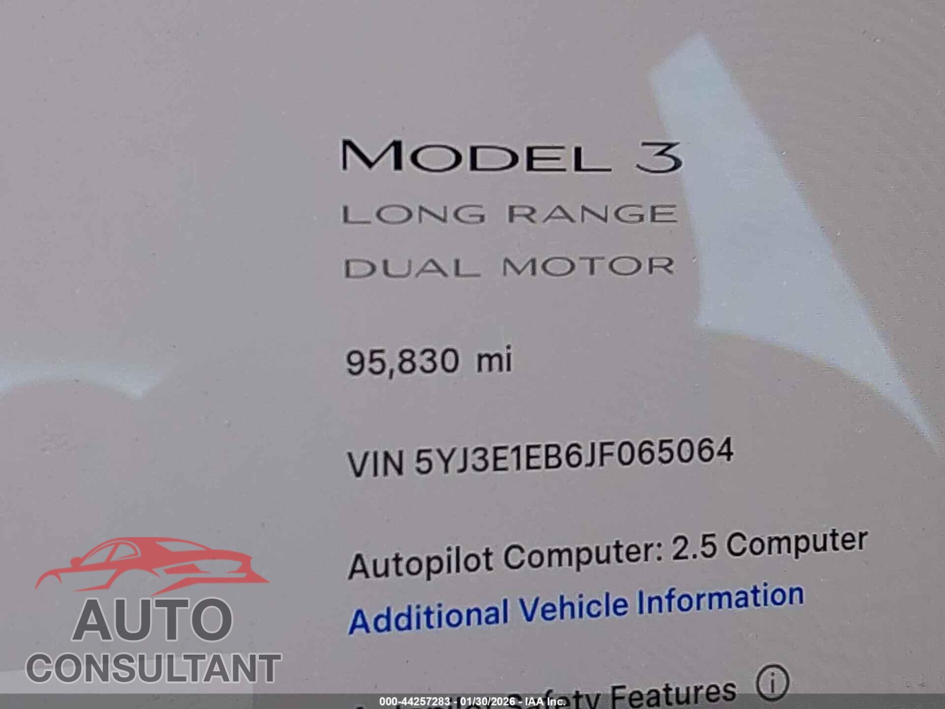 TESLA MODEL 3 2018 - 5YJ3E1EB6JF065064