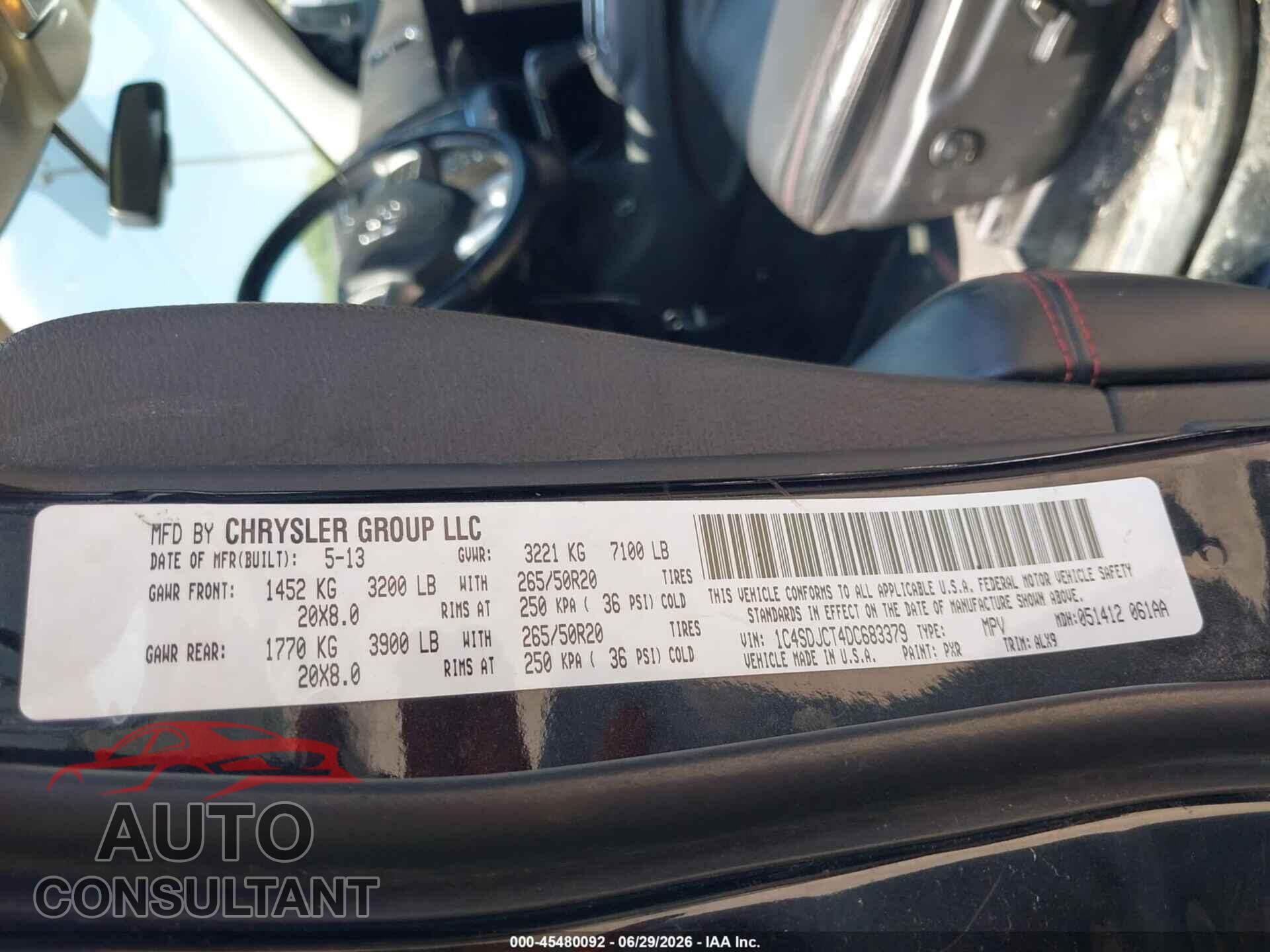 DODGE DURANGO 2013 - 1C4SDJCT4DC683379