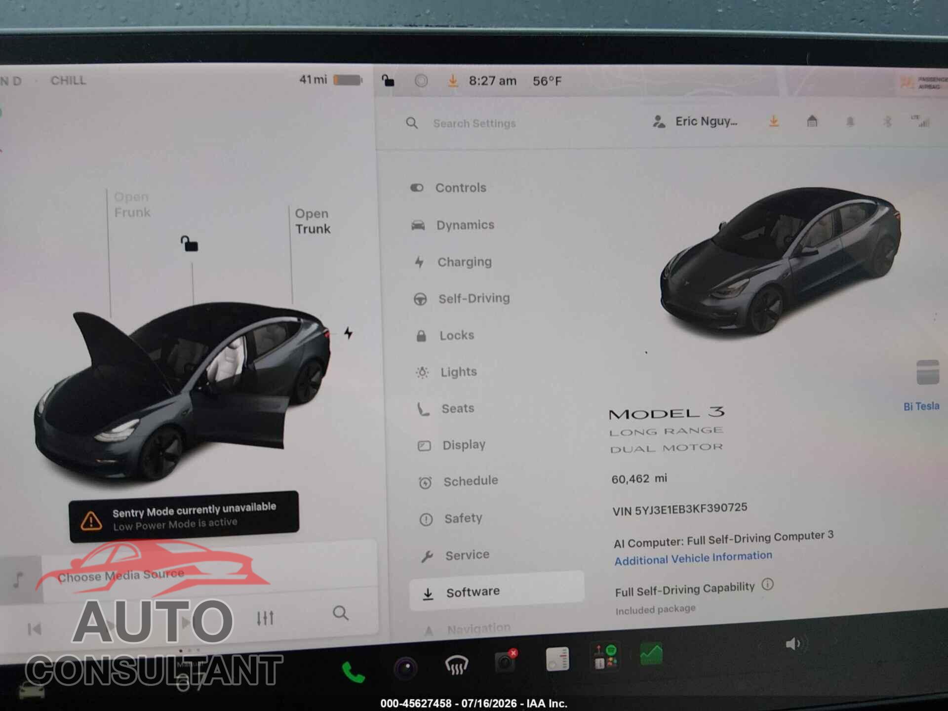 TESLA MODEL 3 2019 - 5YJ3E1EB3KF390725