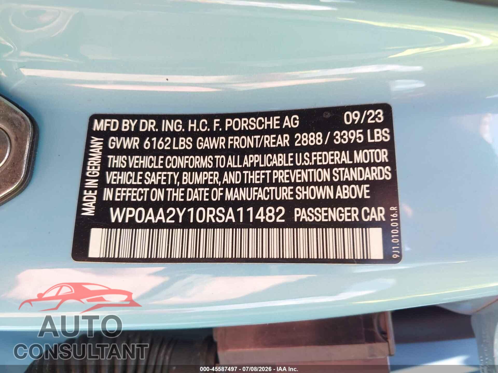 PORSCHE TAYCAN 2024 - WP0AA2Y10RSA11482