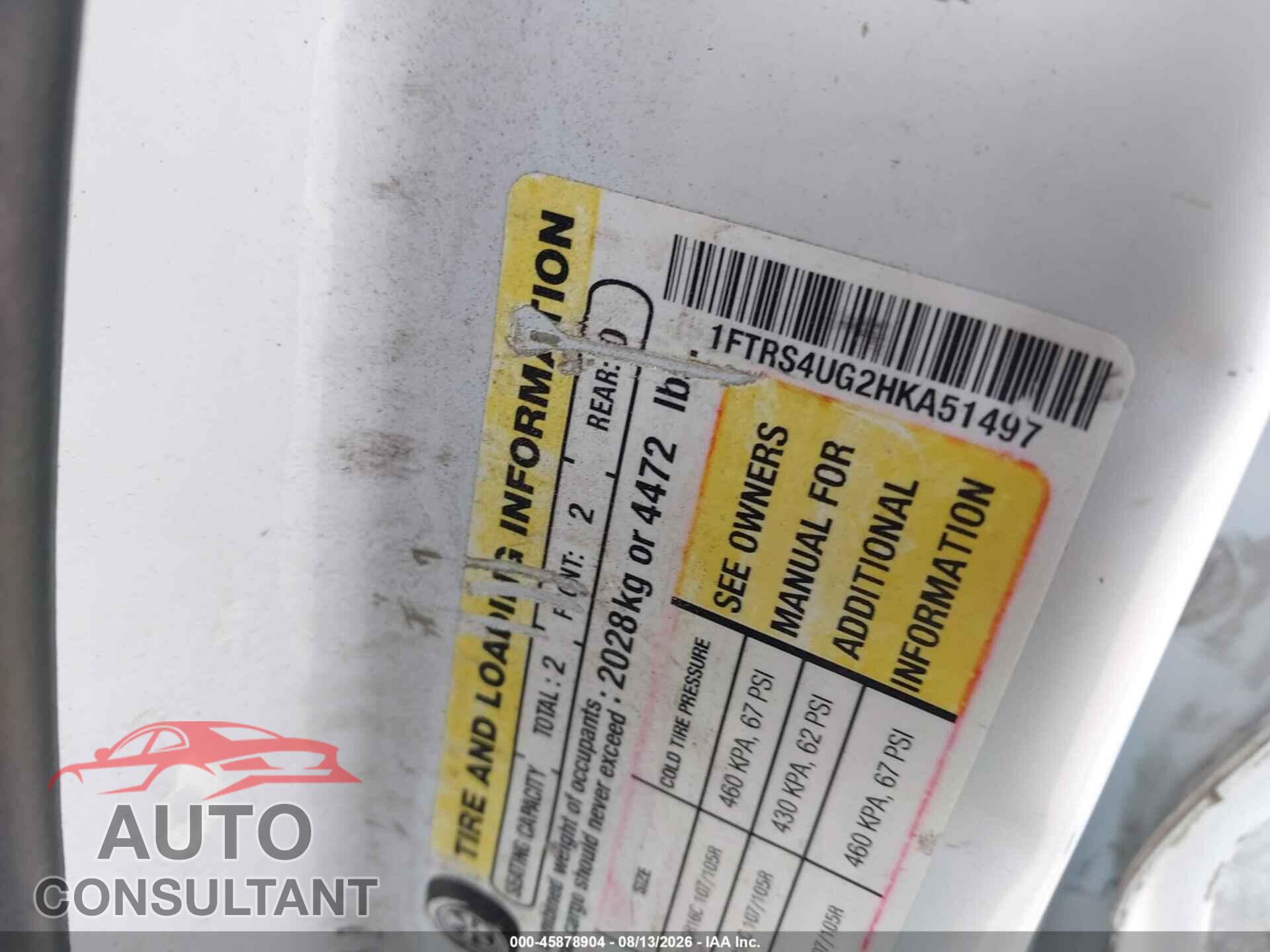 FORD TRANSIT-350 2017 - 1FTRS4UG2HKA51497