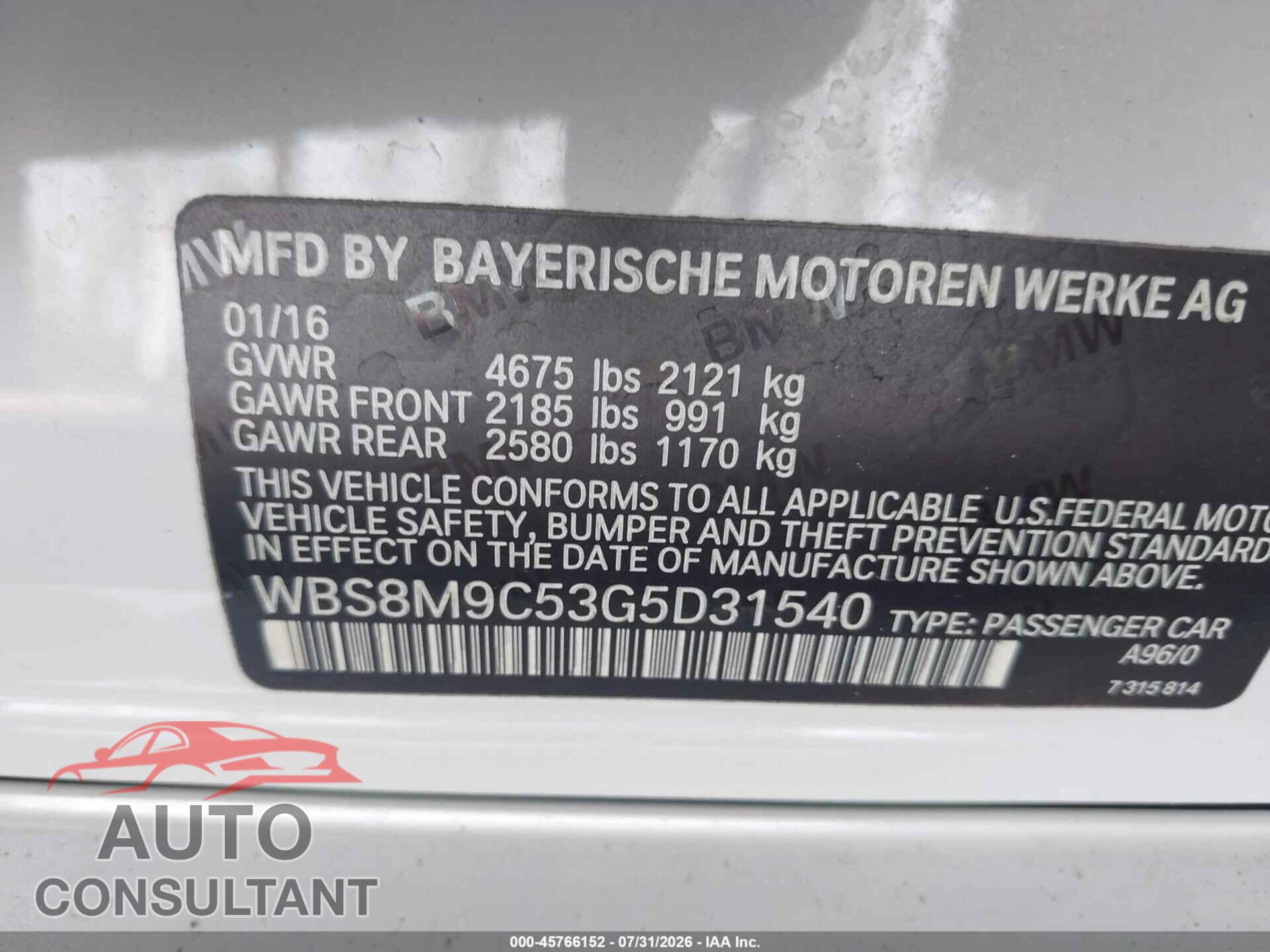 BMW M3 2016 - WBS8M9C53G5D31540