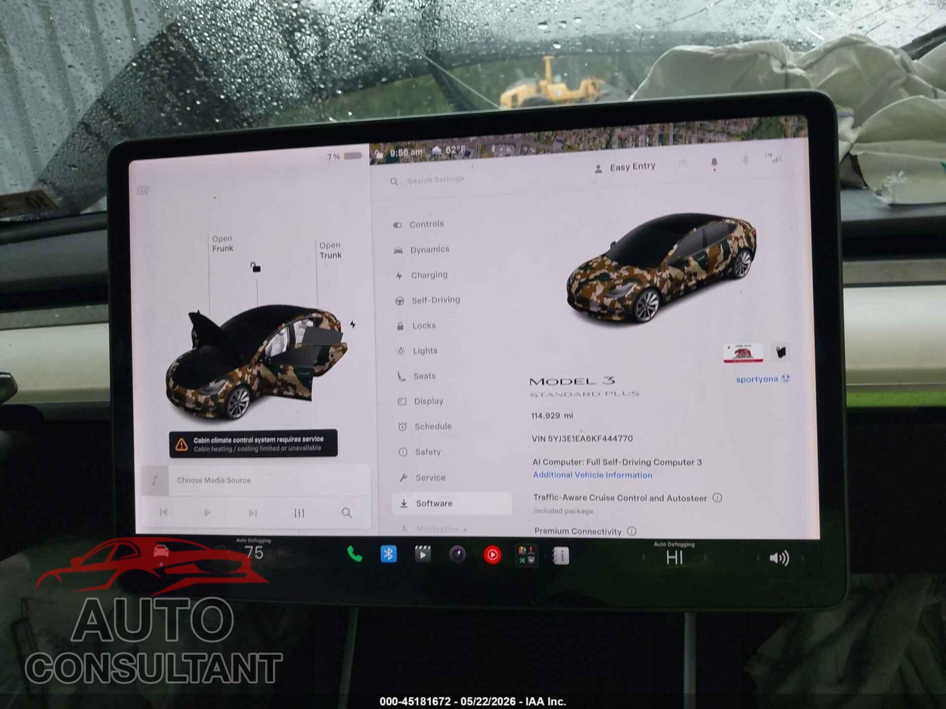 TESLA MODEL 3 2019 - 5YJ3E1EA6KF444770