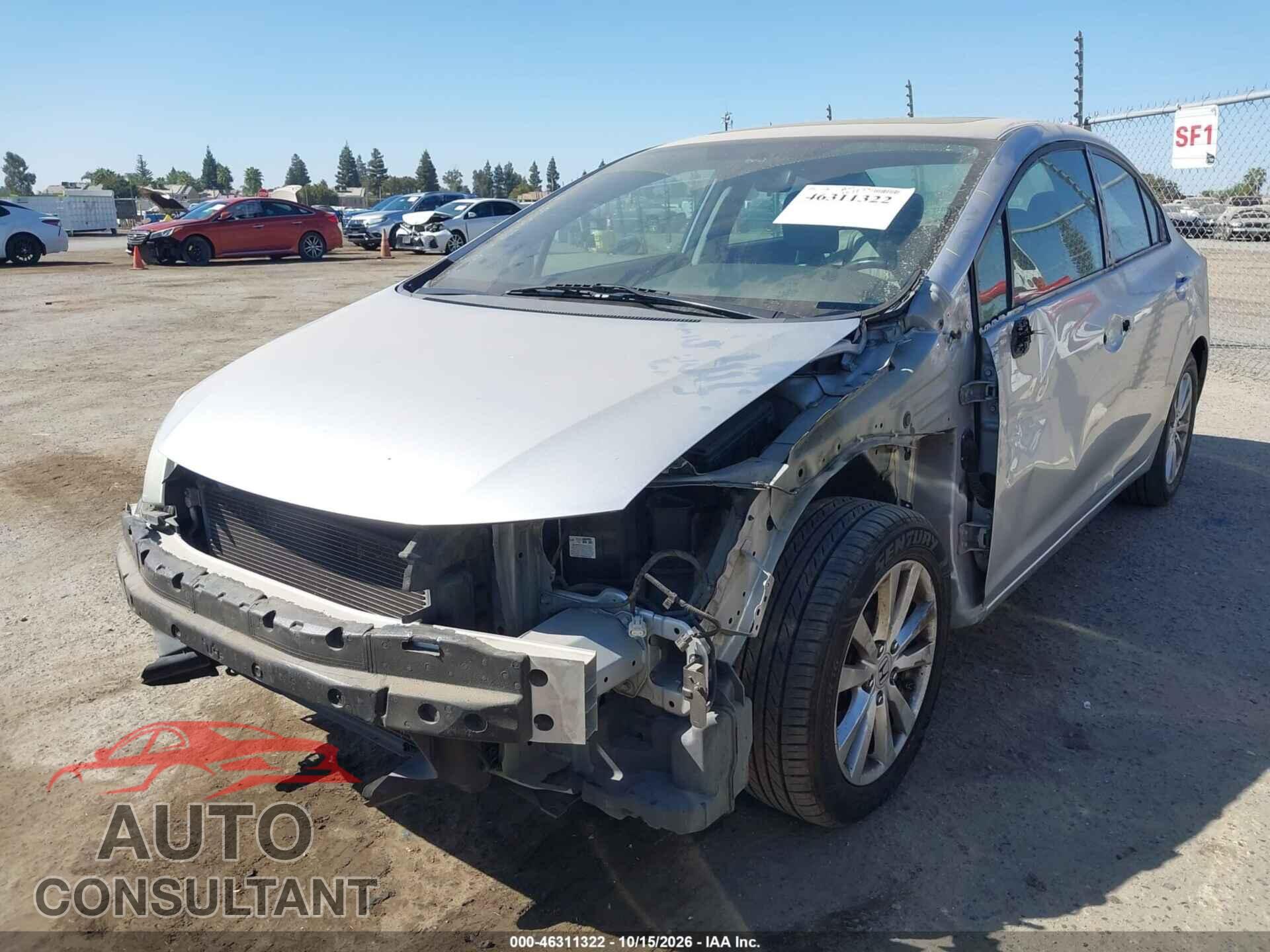HONDA CIVIC 2012 - 19XFB2F95CE366277