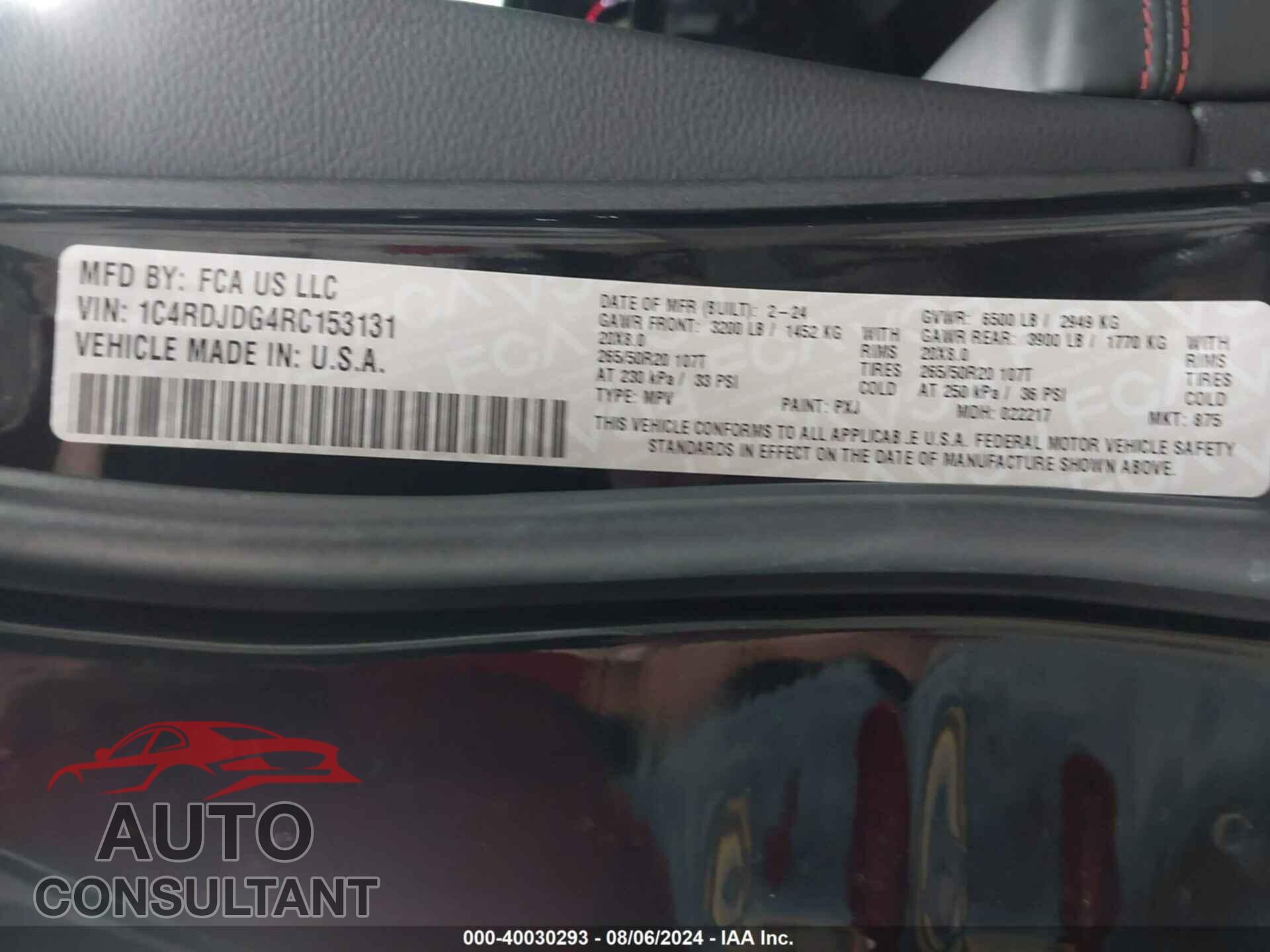 DODGE DURANGO 2024 - 1C4RDJDG4RC153131