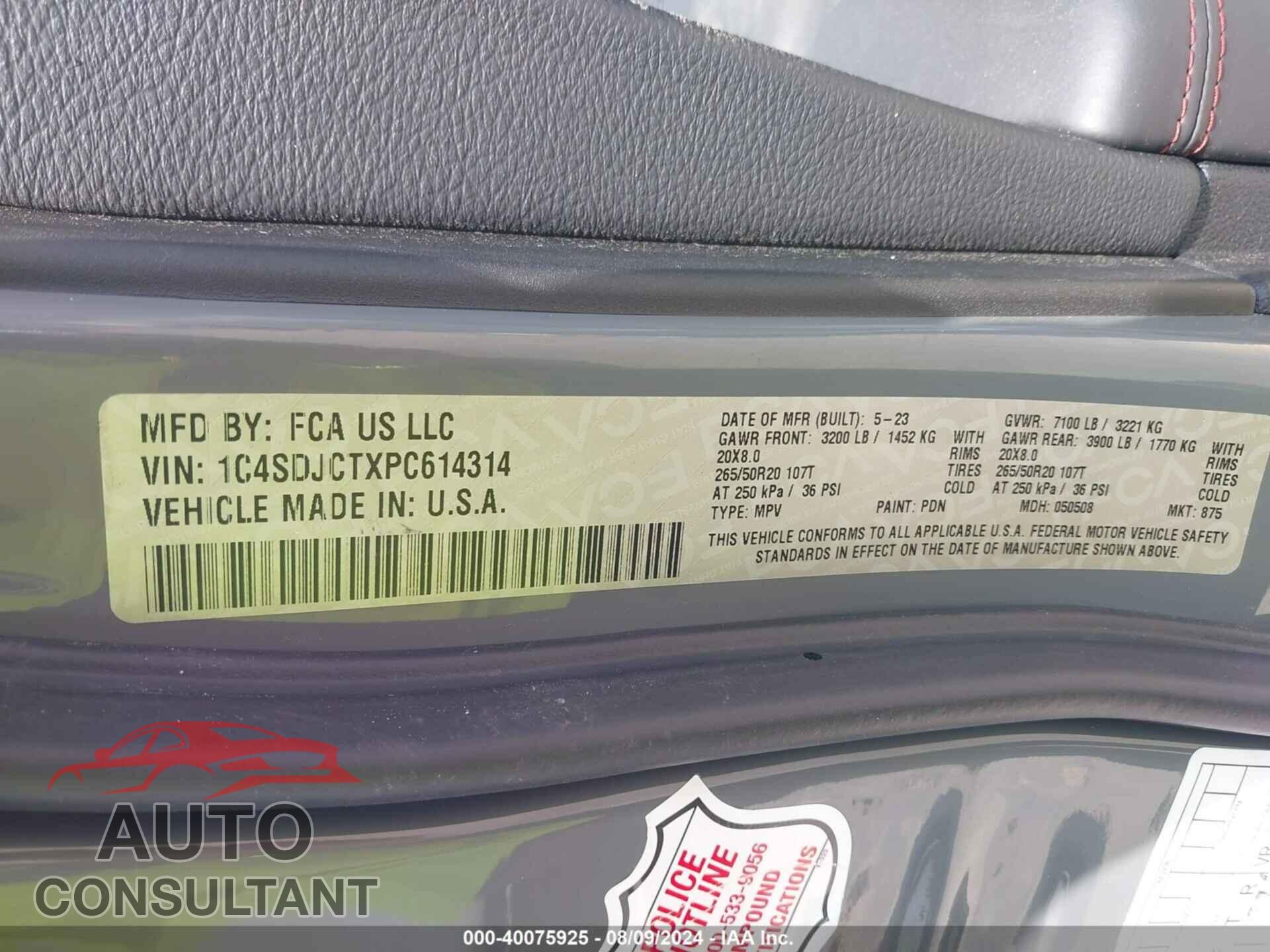 DODGE DURANGO 2023 - 1C4SDJCTXPC614314