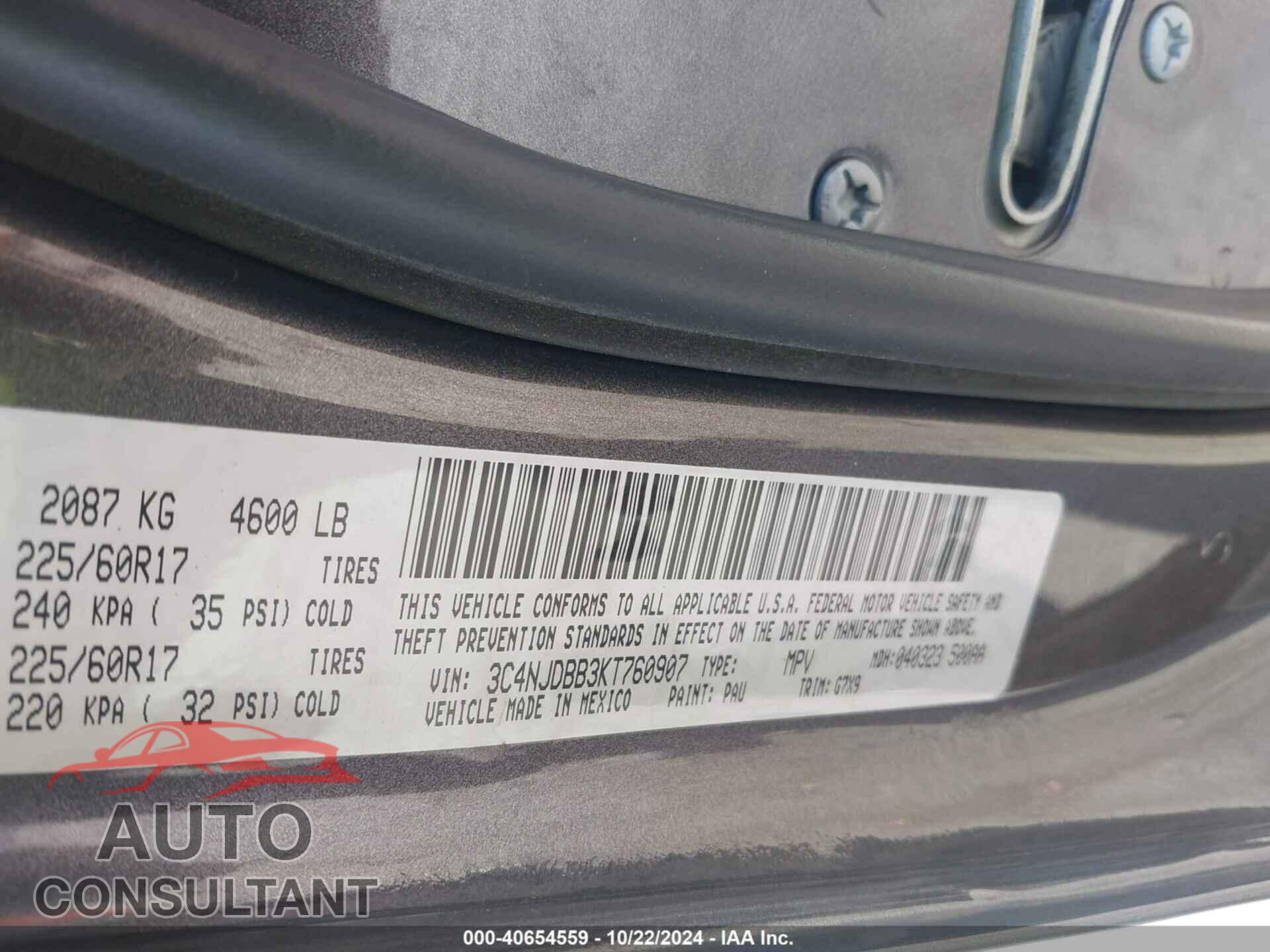 JEEP COMPASS 2019 - 3C4NJDBB3KT760907
