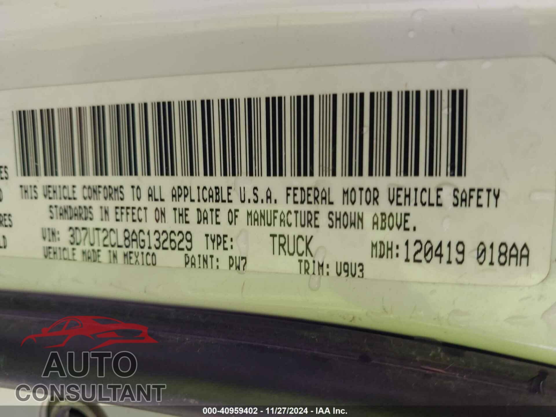 DODGE RAM 2500 2010 - 3D7UT2CL8AG132629