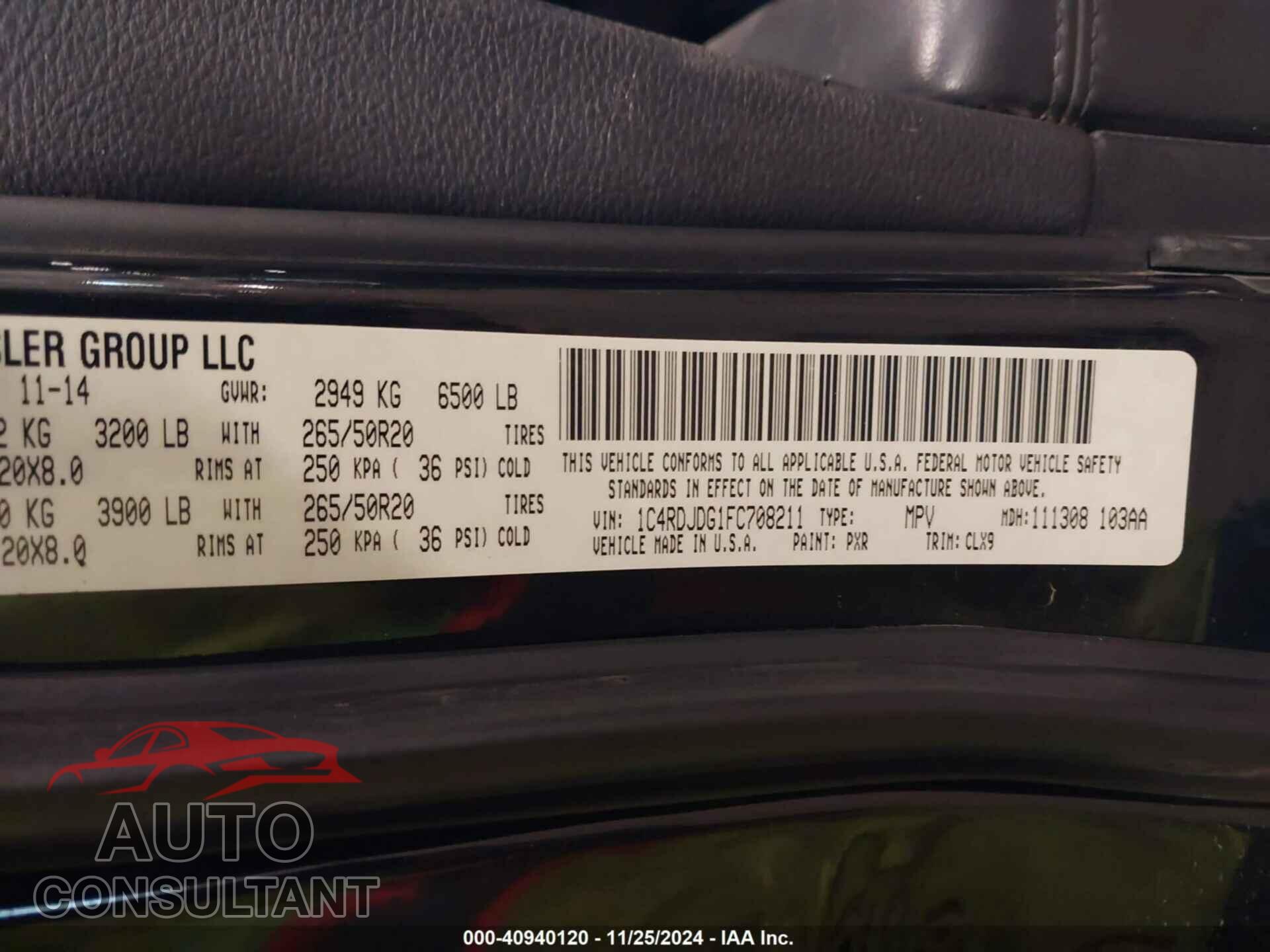 DODGE DURANGO 2015 - 1C4RDJDG1FC708211
