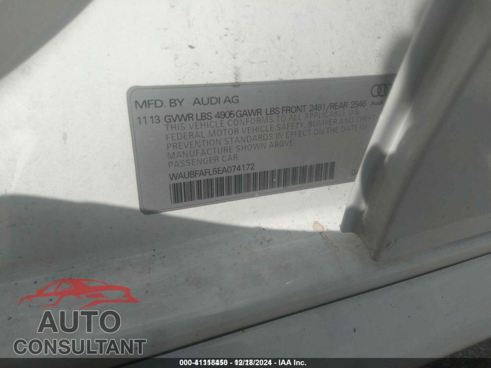 AUDI A4 2014 - WAUBFAFL5EA074172