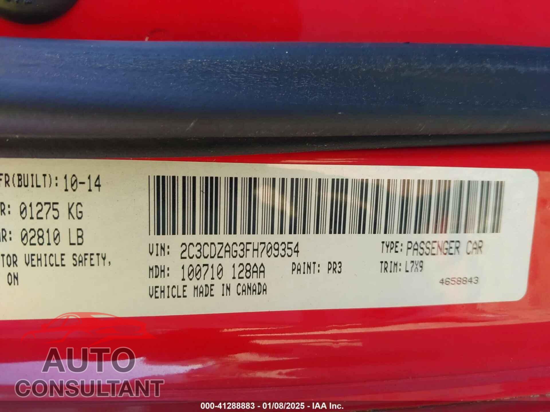 DODGE CHALLENGER 2015 - 2C3CDZAG3FH709354