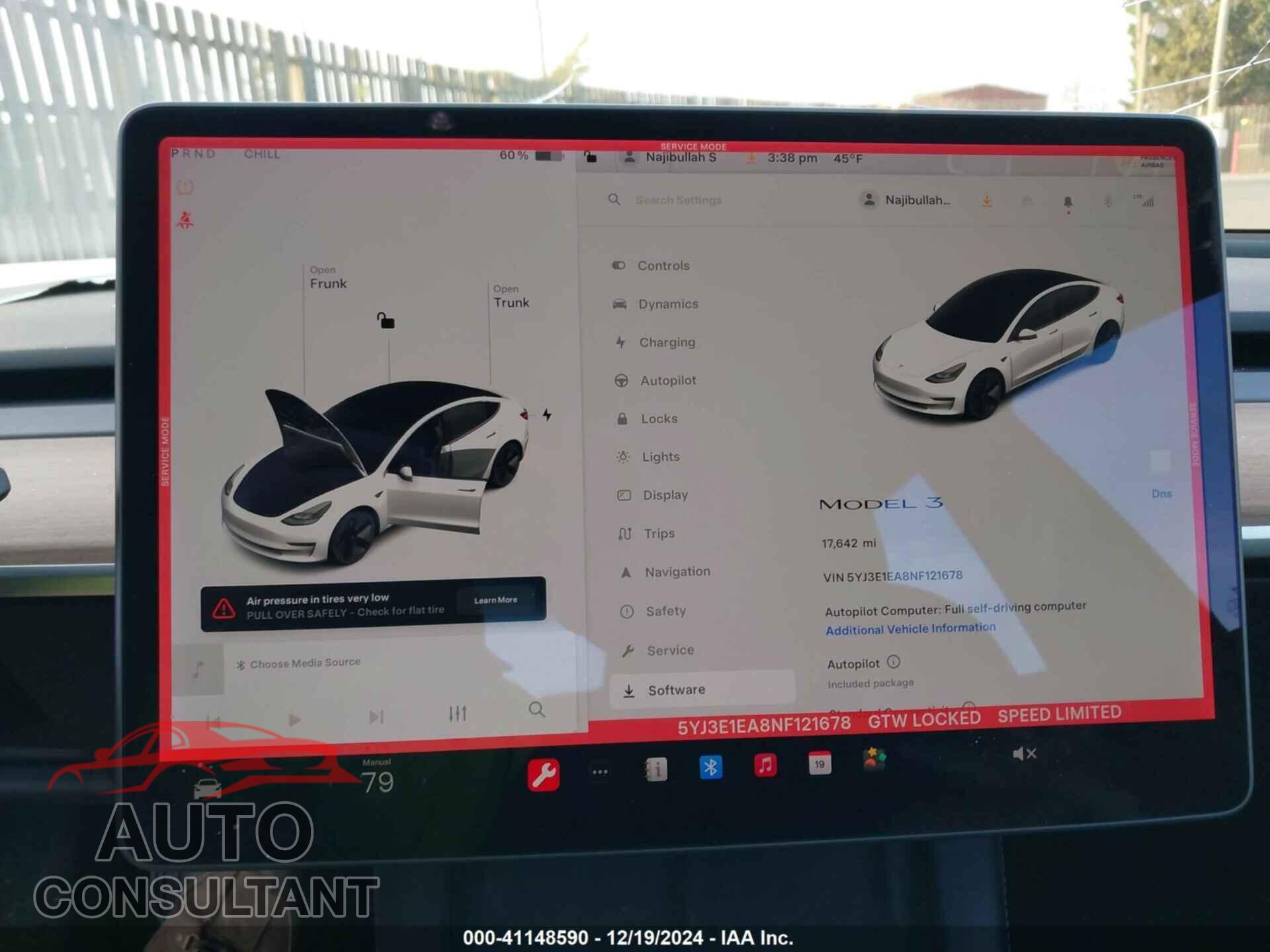 TESLA MODEL 3 2022 - 5YJ3E1EA8NF121678