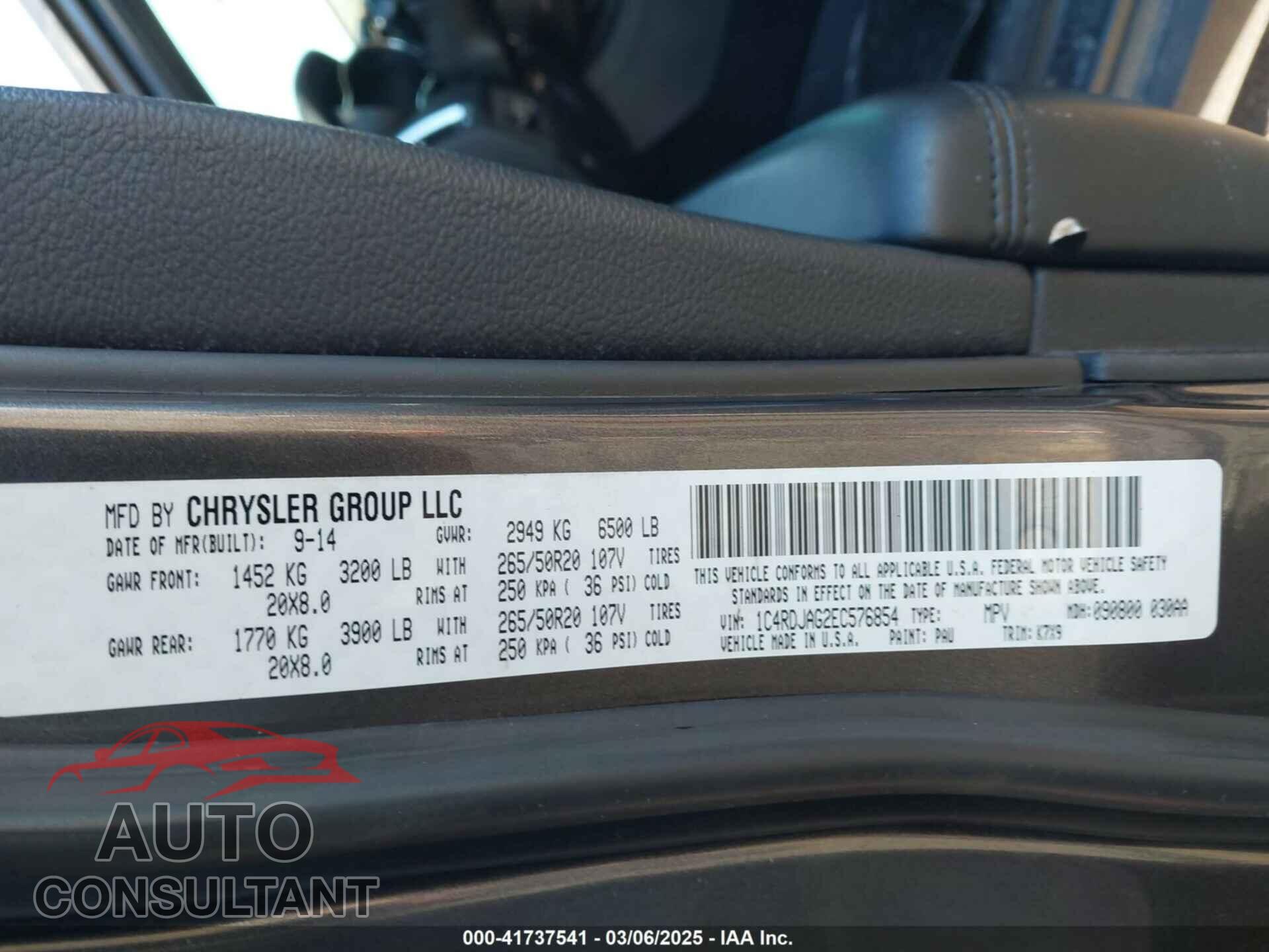 DODGE DURANGO 2014 - 1C4RDJAG2EC576854