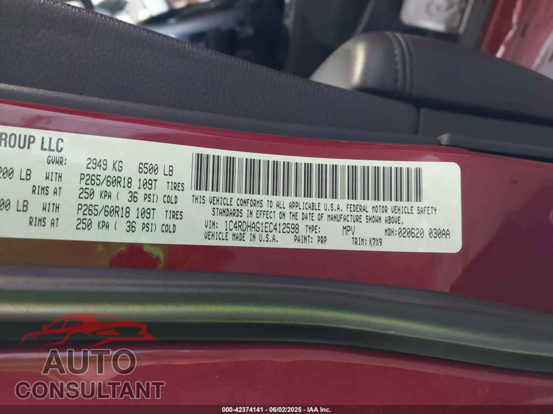 DODGE DURANGO 2014 - 1C4RDHAG1EC412598