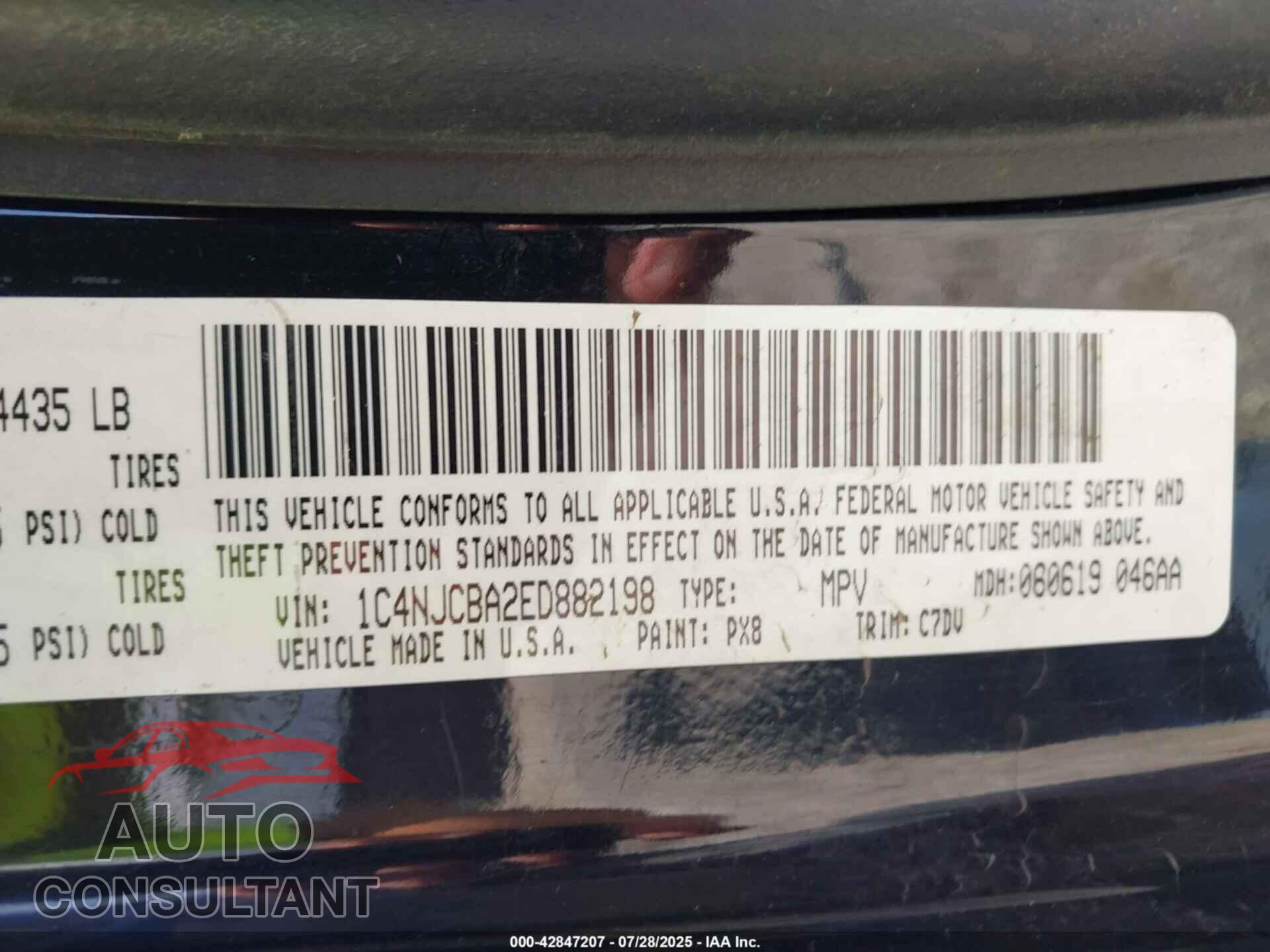 JEEP COMPASS 2014 - 1C4NJCBA2ED882198